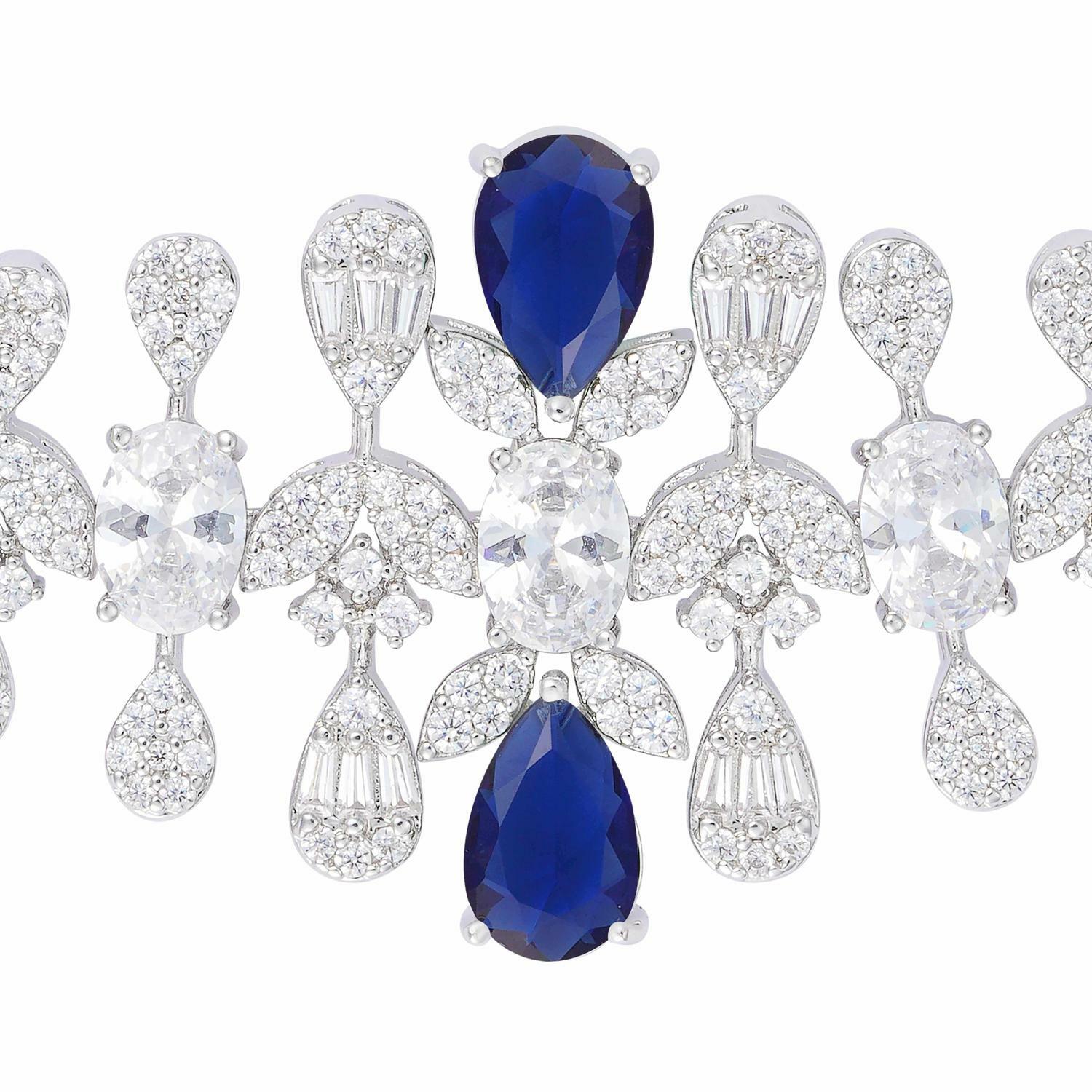 Silver plated Flora Necklace Set-Dark Blue image 5