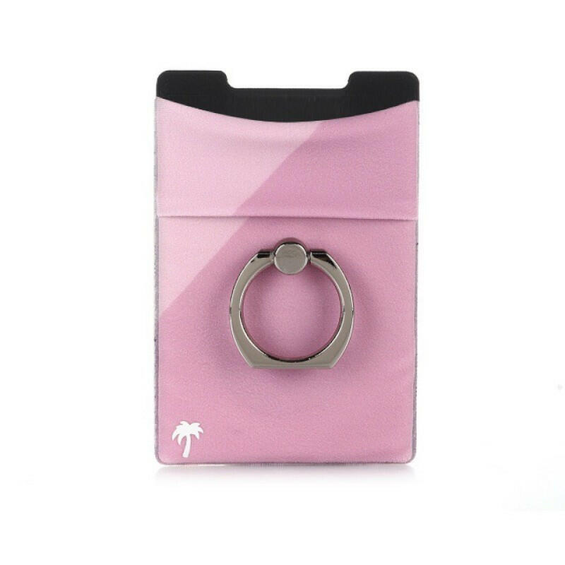 Sticky wallet 4-in-1 for Any Phone Case - Pink with silver Ring image 0