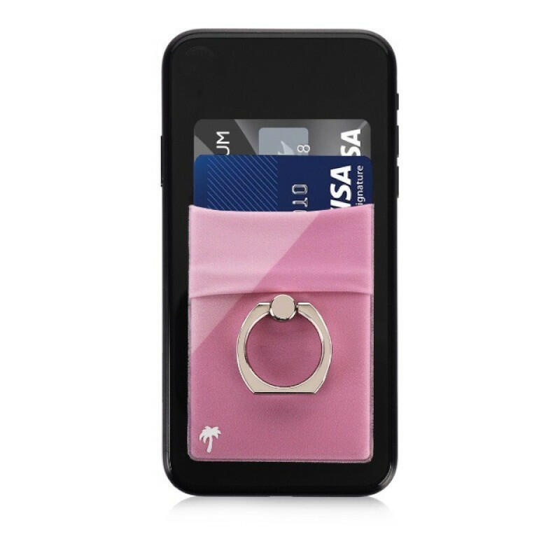 Sticky wallet 4-in-1 for Any Phone Case - Pink with silver Ring image 2