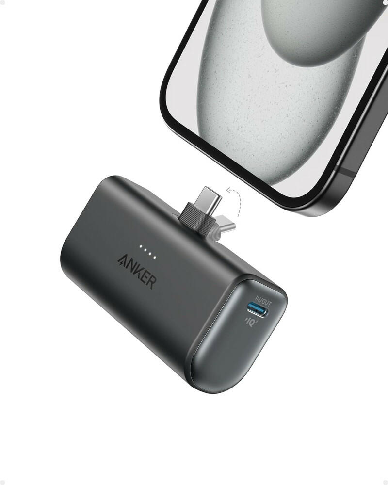 Anker Nano Power Bank with Built-in Foldable USB-C 5,000mAh Portable Charger 22.5W - Black image 0