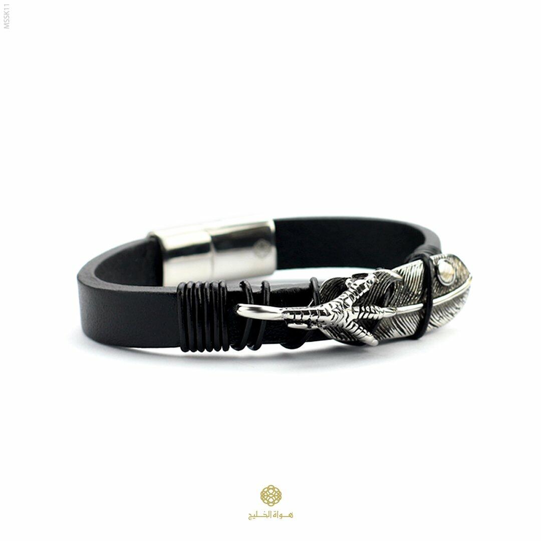 اسوارة جلد رجالية-فضي image 0