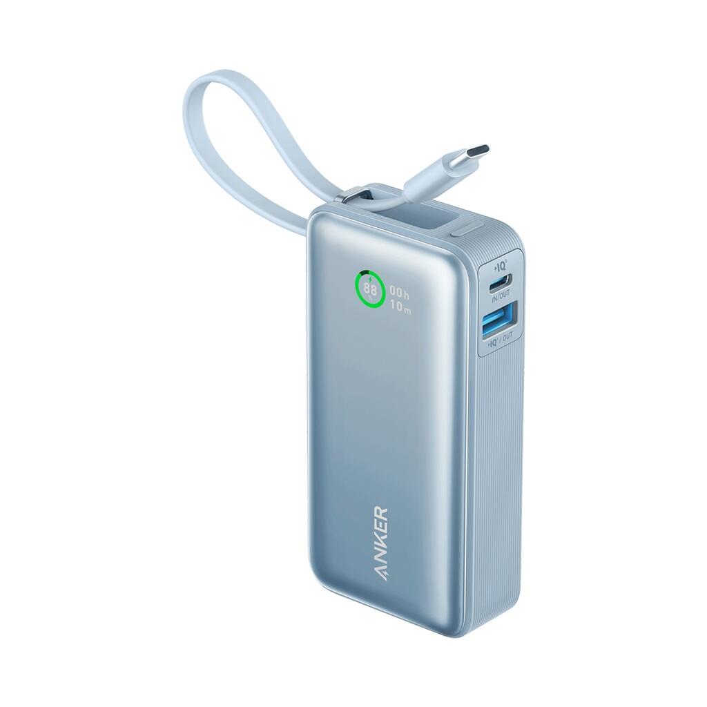 Anker Nano Power Bank (30W, Built-In USB-C Cable) 10000 PD (Blue) image 0