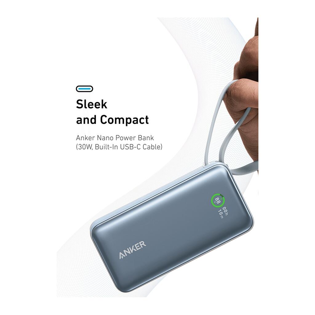 Anker Nano Power Bank (30W, Built-In USB-C Cable) 10000 PD (Blue) image 2