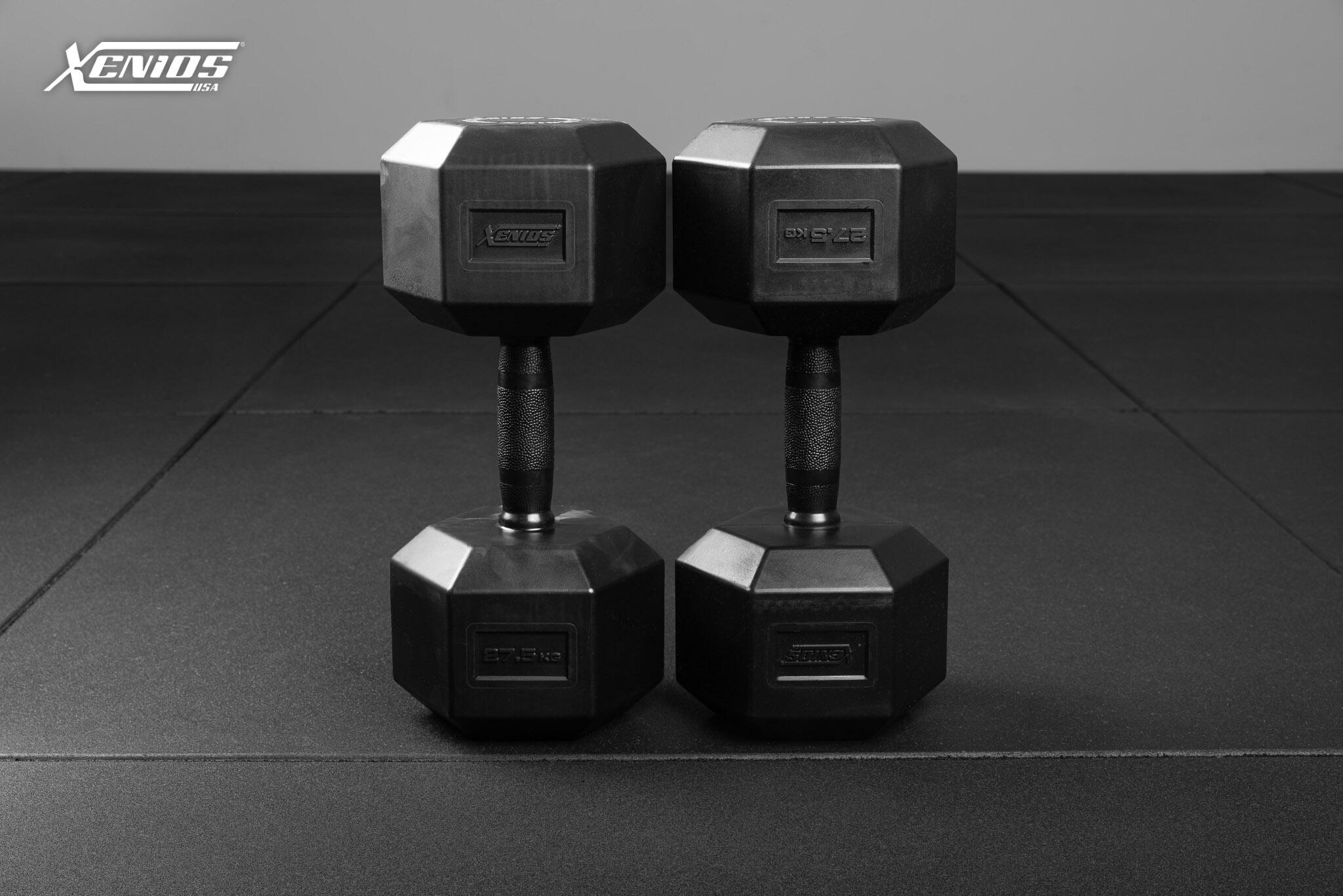Black Full Rubber Hex. Dumbbell- 27.5 Kg./pair image 0