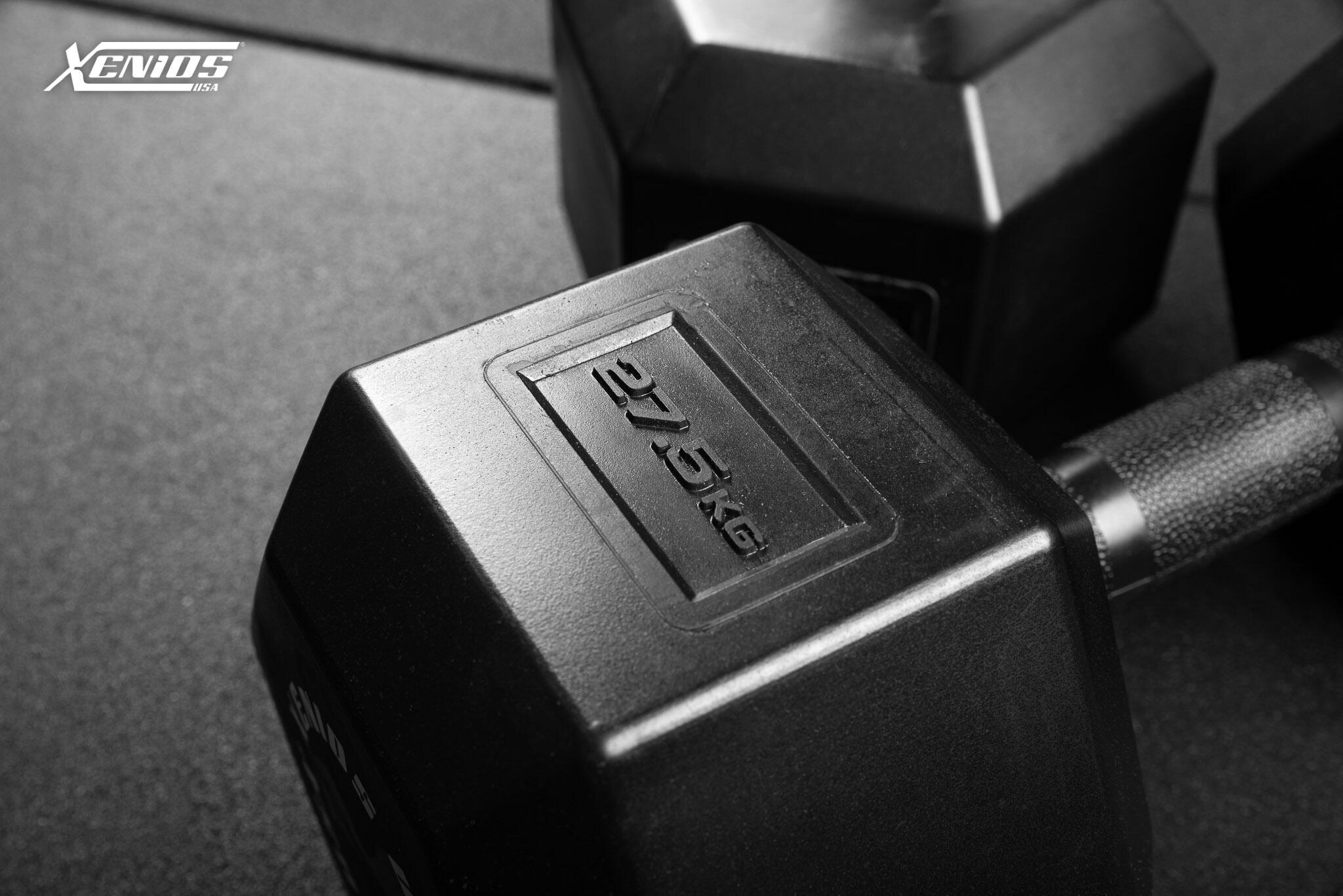 Black Full Rubber Hex. Dumbbell- 27.5 Kg./pair image 1