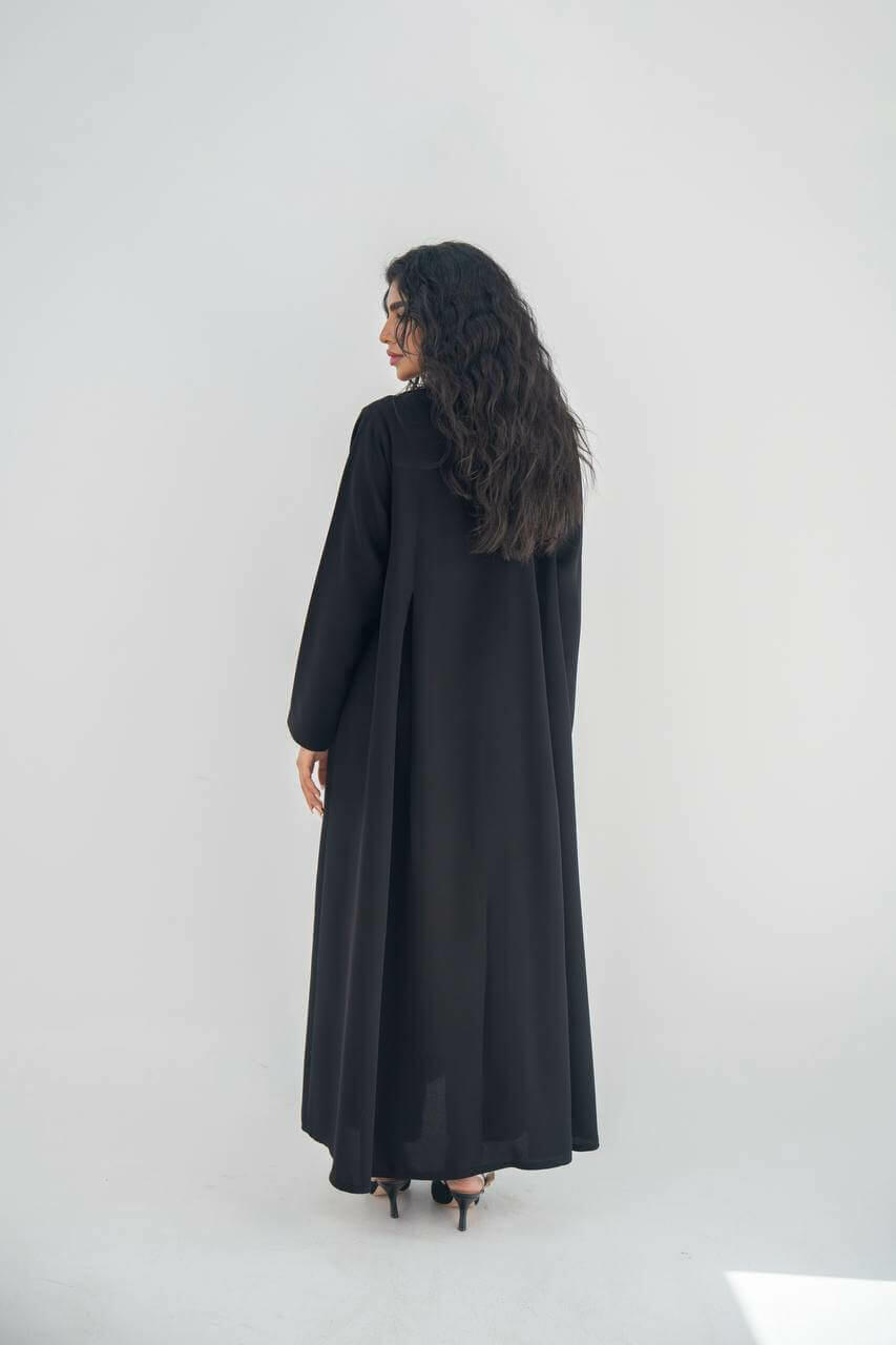 Black linen Blazer Abaya with Inner Suit image 3
