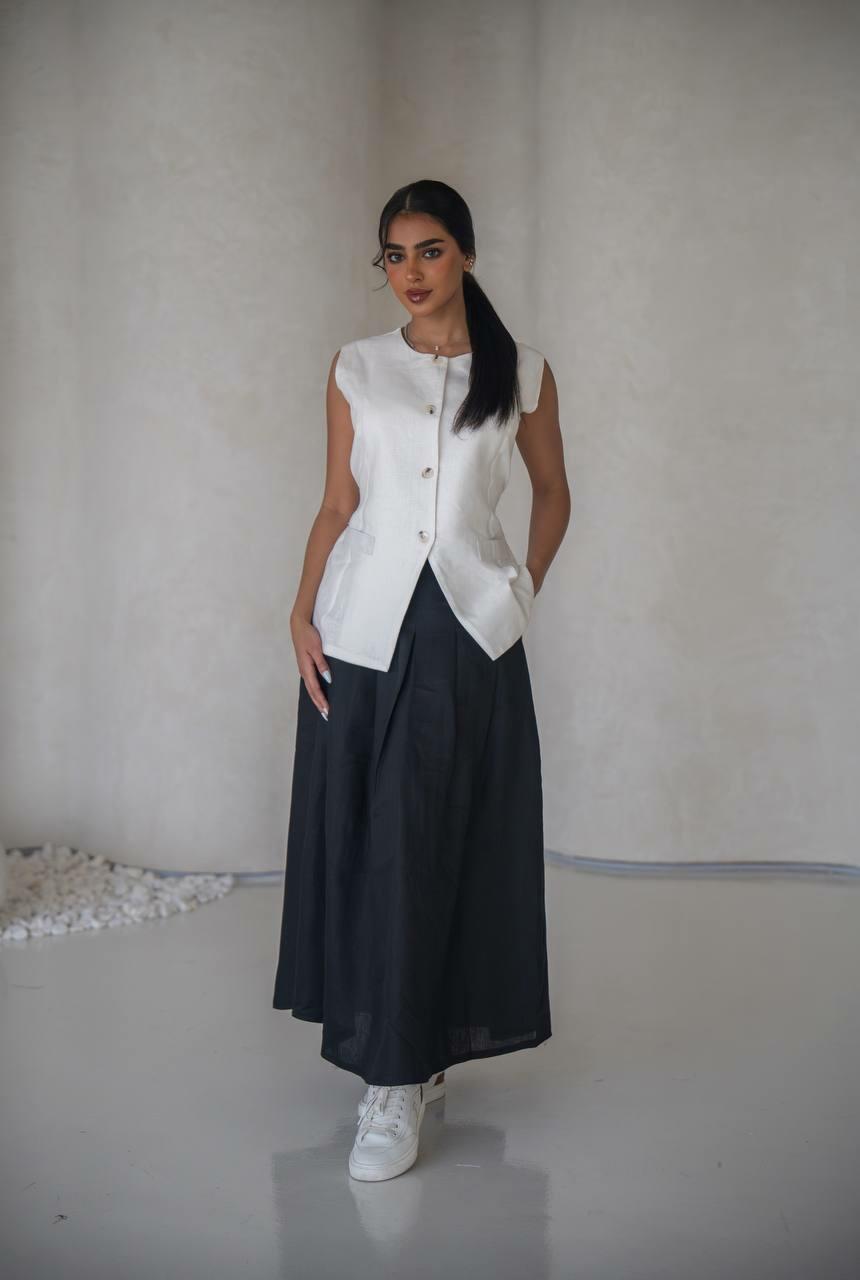 Black linen practical abaya with inner set image 4