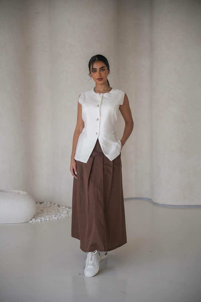 Brown linen blazer abaya with inner set  image 4