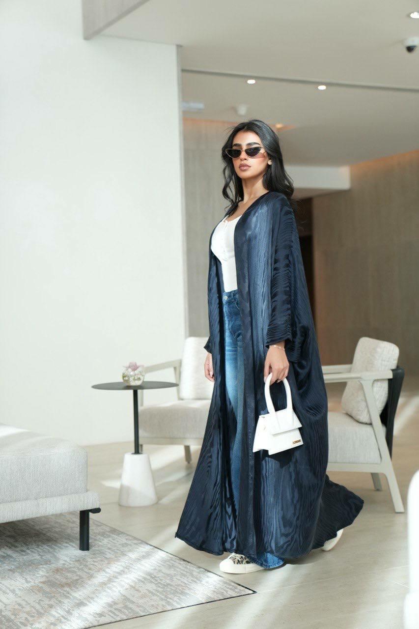 Navy blue cobra abaya -free size image 1