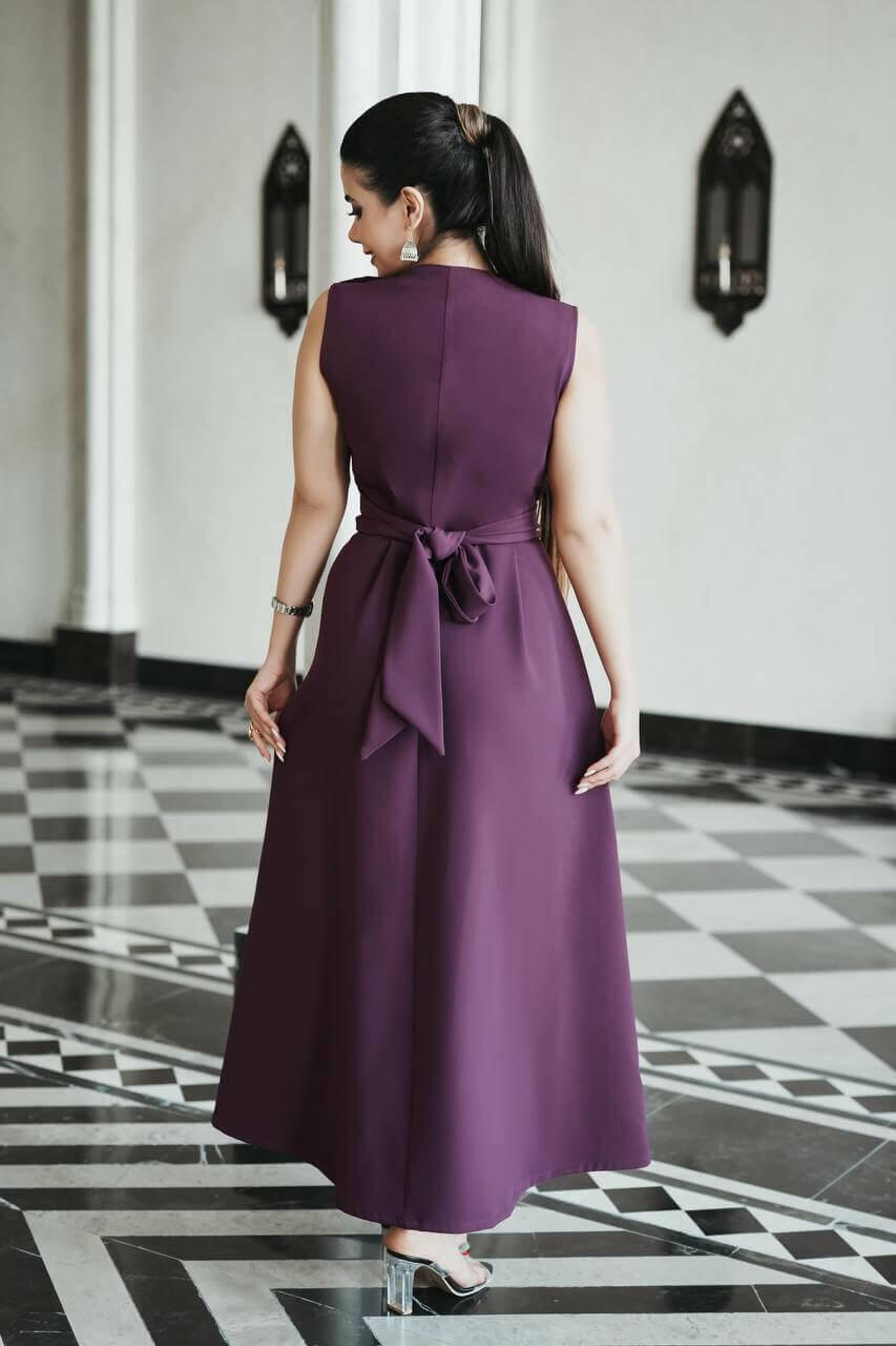 Burgundy crepe dress image 1