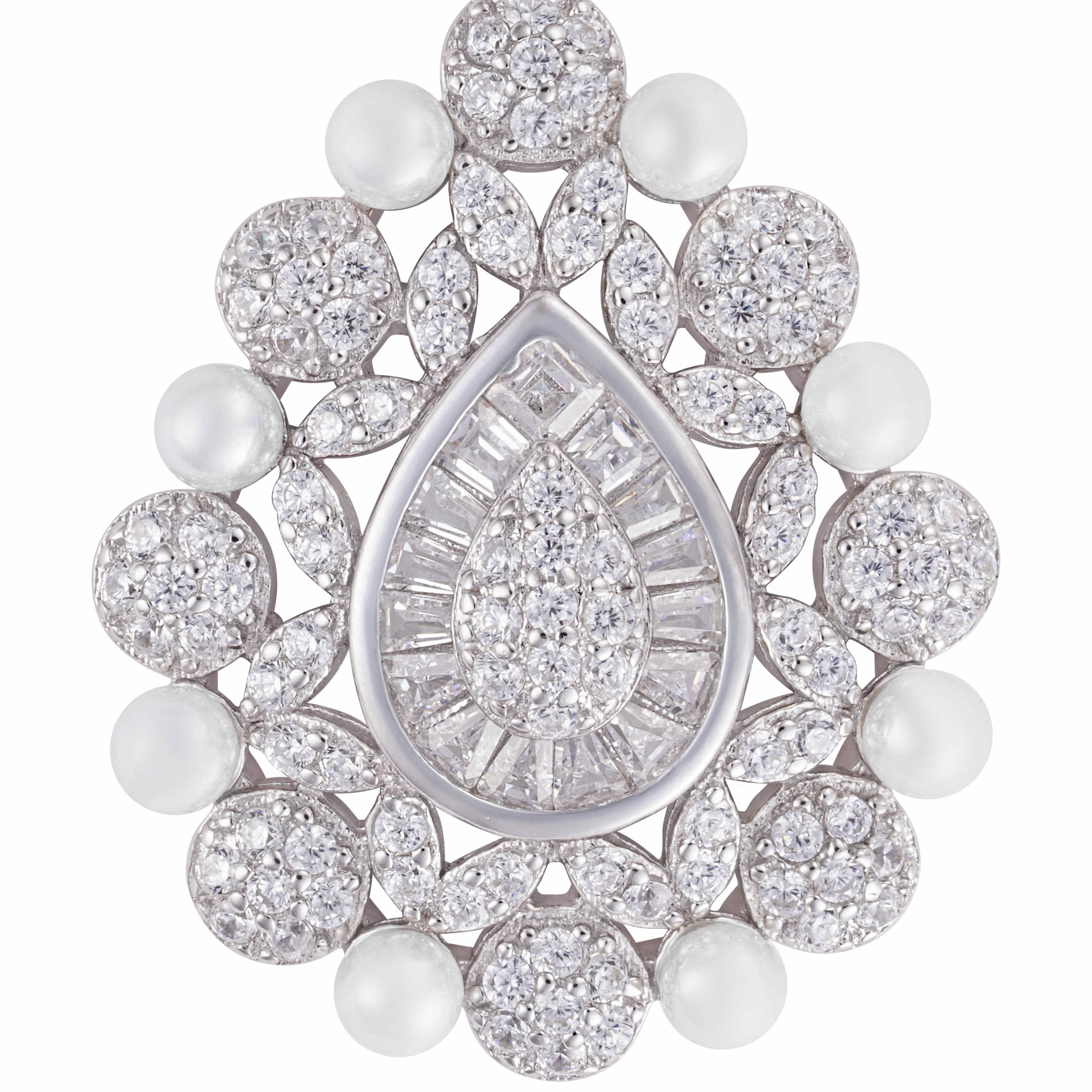 أقراط فضة ولؤلؤ متدلية image 1