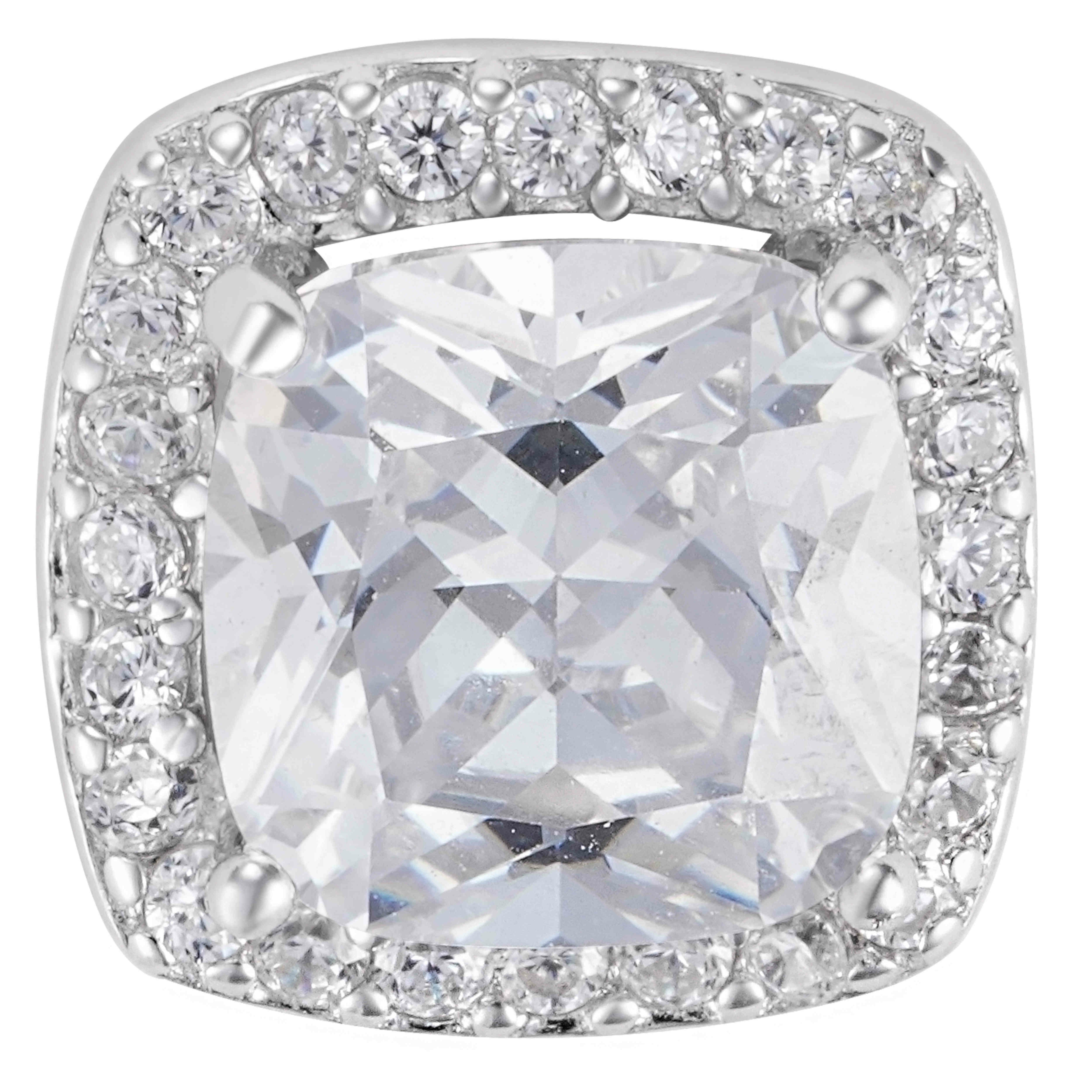 أقراط فضة كريستالية مربعة image 1