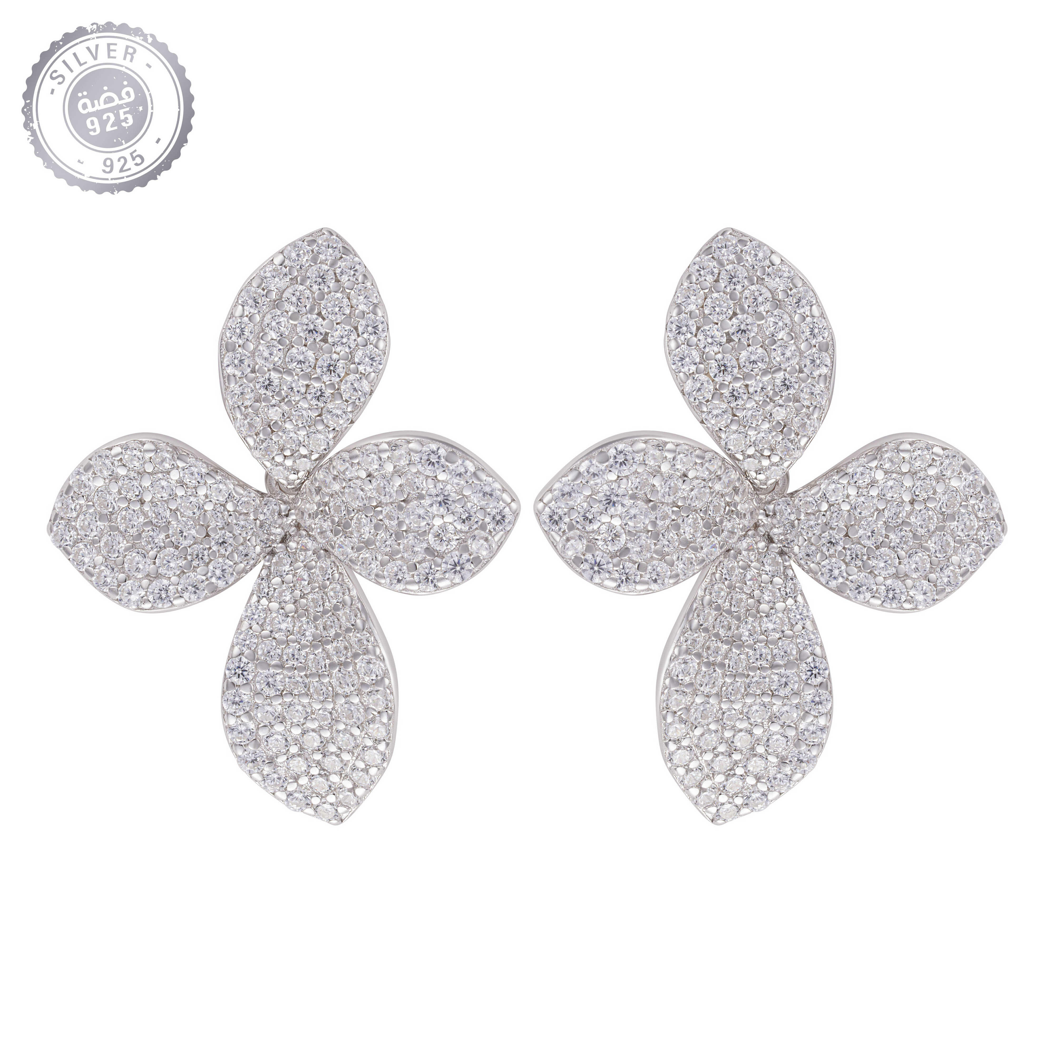 حلق زهرة فضة image 0