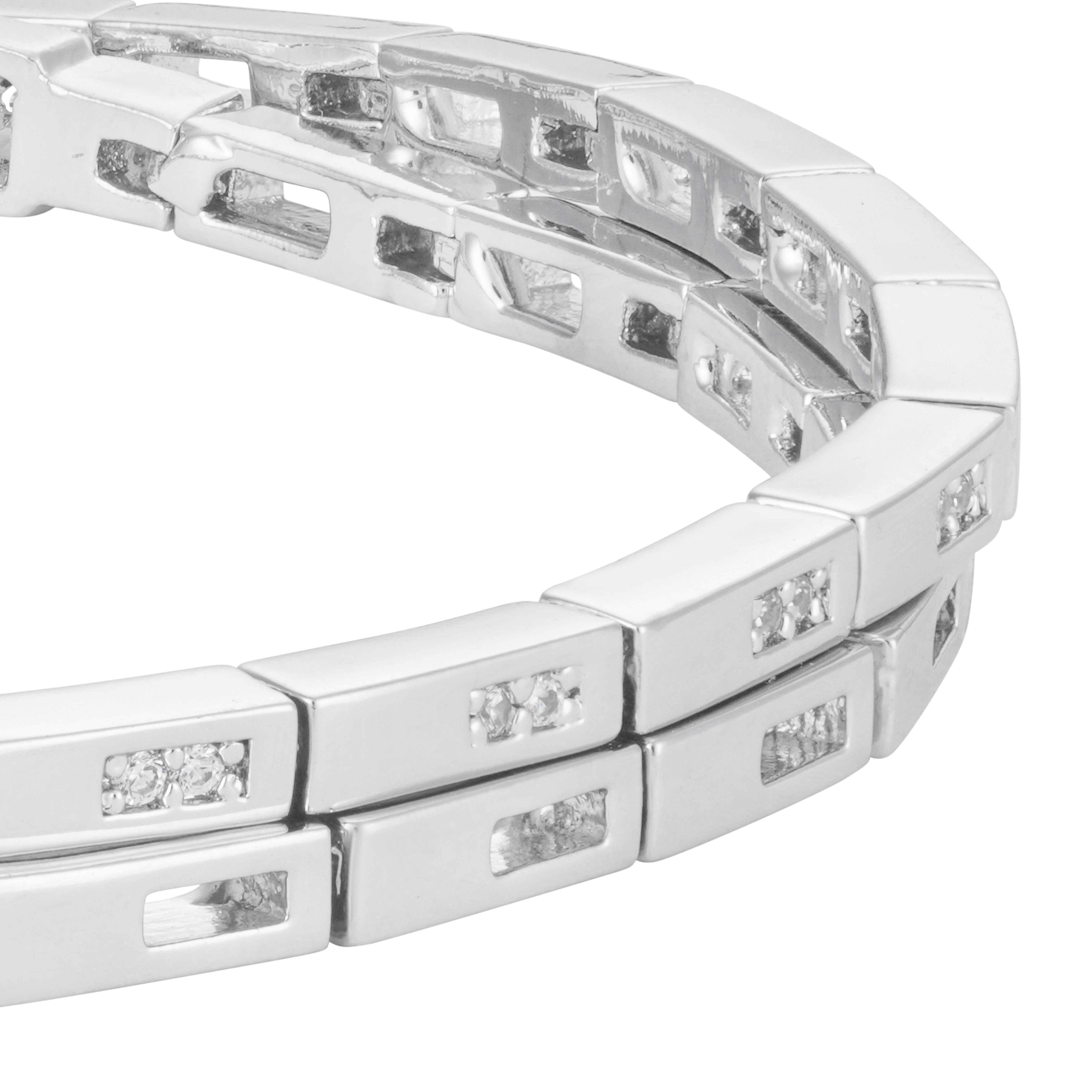 Silver Toned Double Line Bracelet image 2