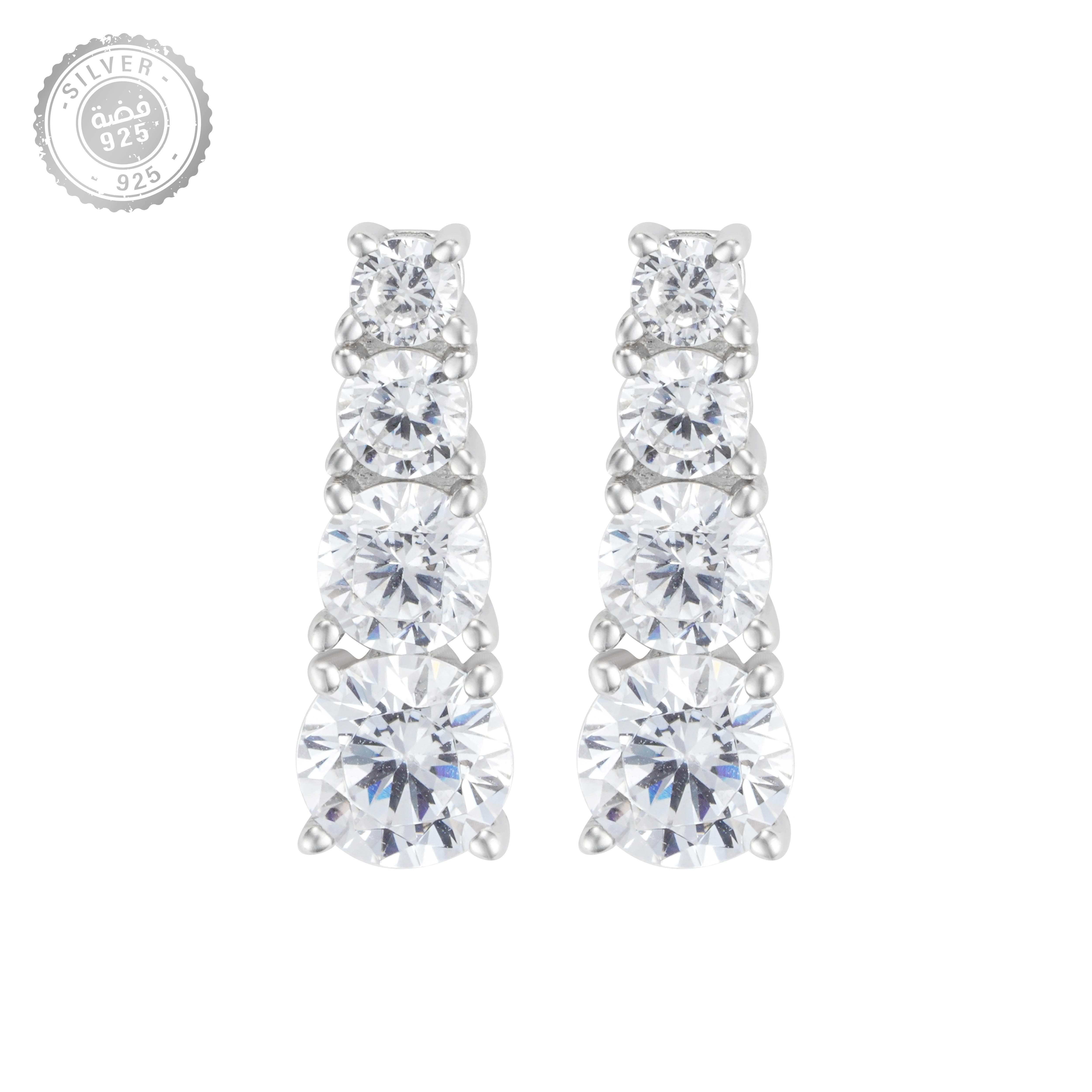 أقراط فضة دائرية طويلة image 0