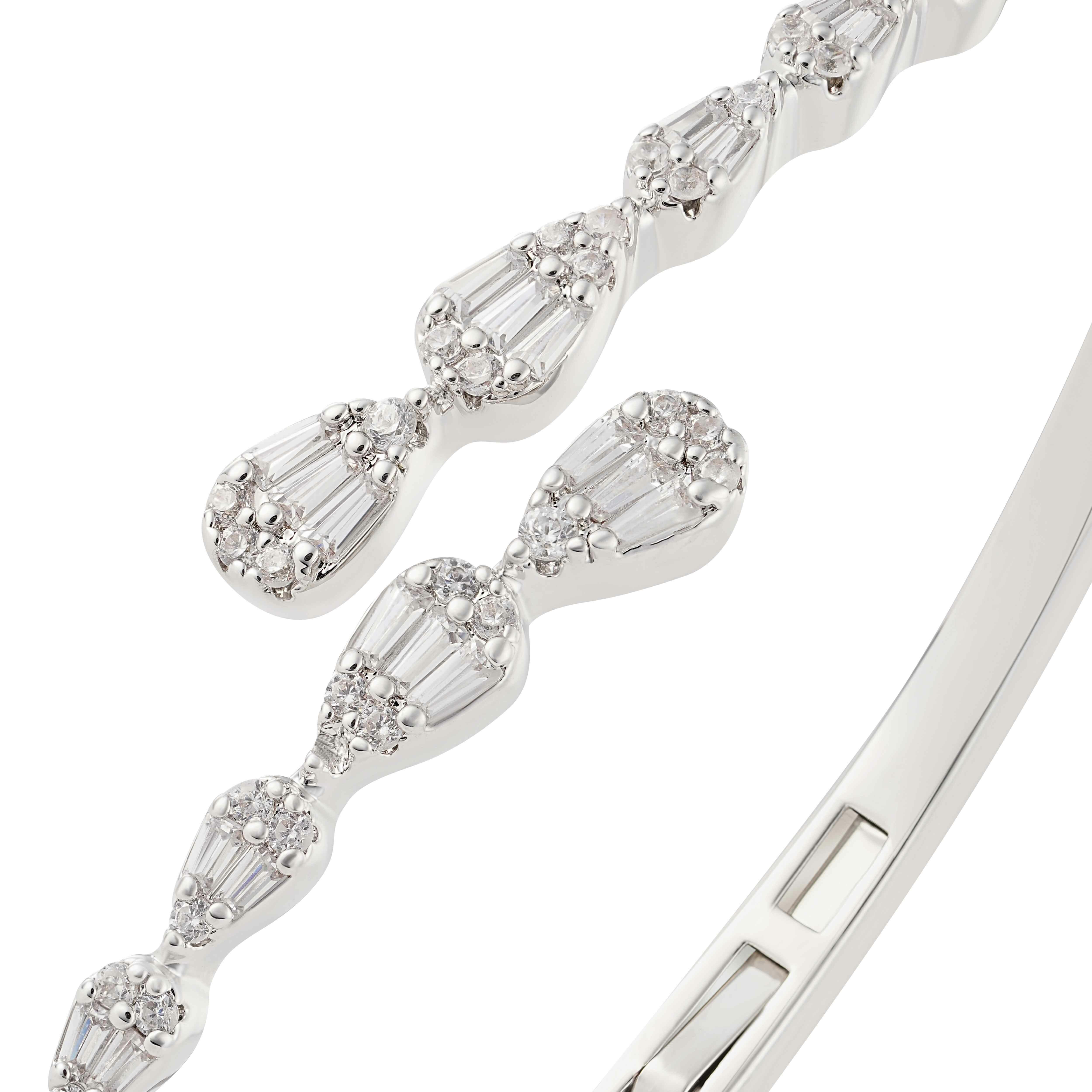 Crystal Pear Silver Bangle image 1