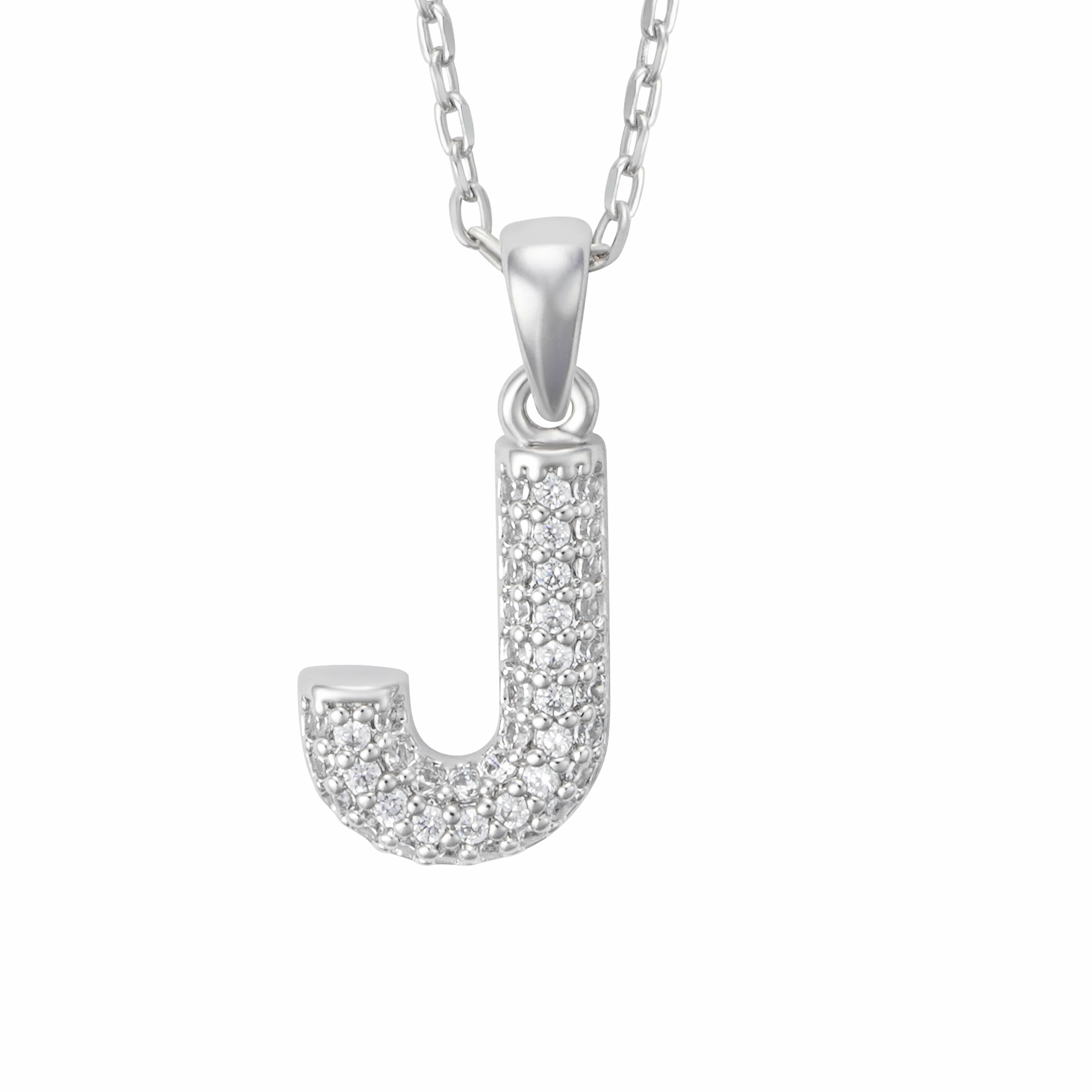 Silver Toned Letters Necklace-J image 1