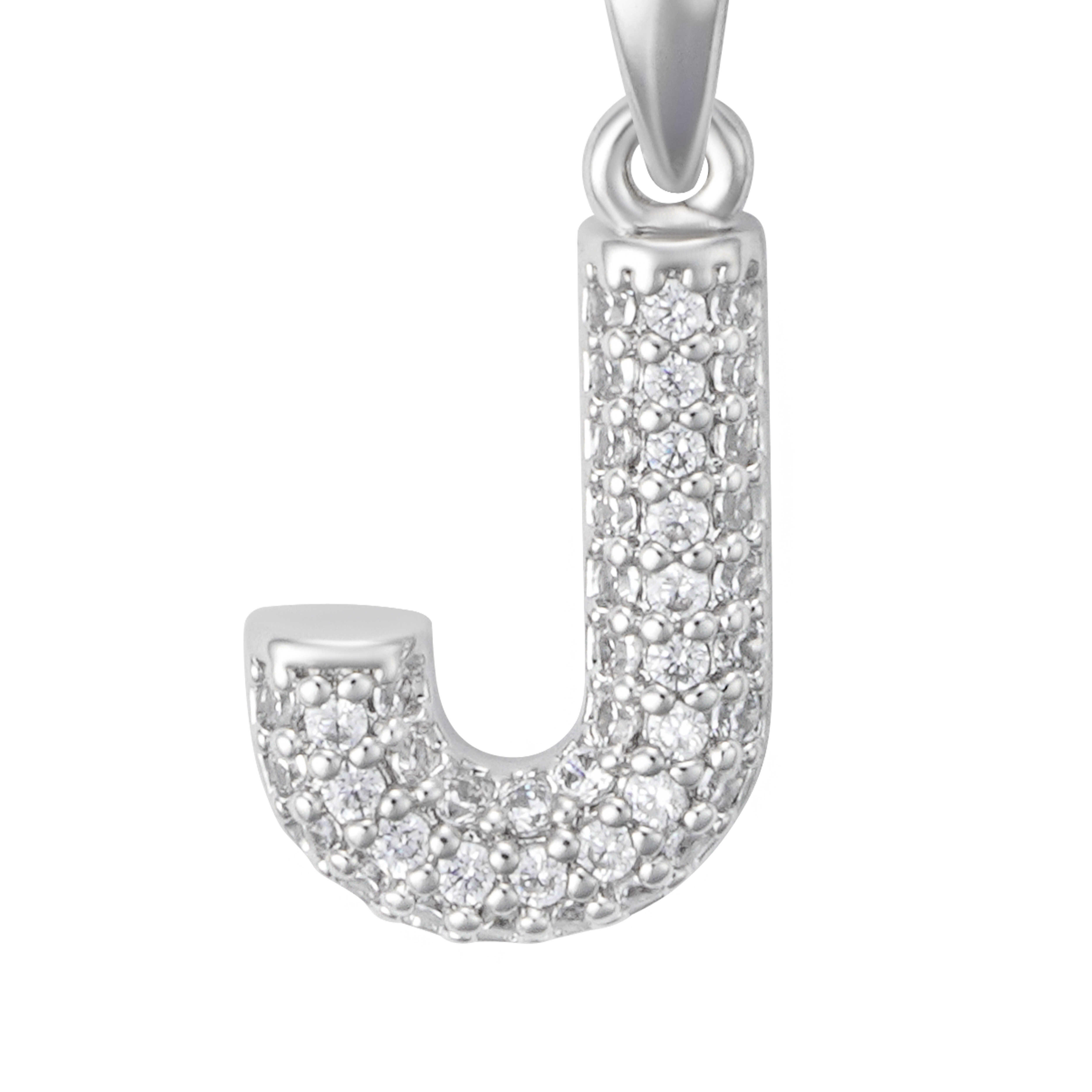 Silver Toned Letters Necklace-J image 2
