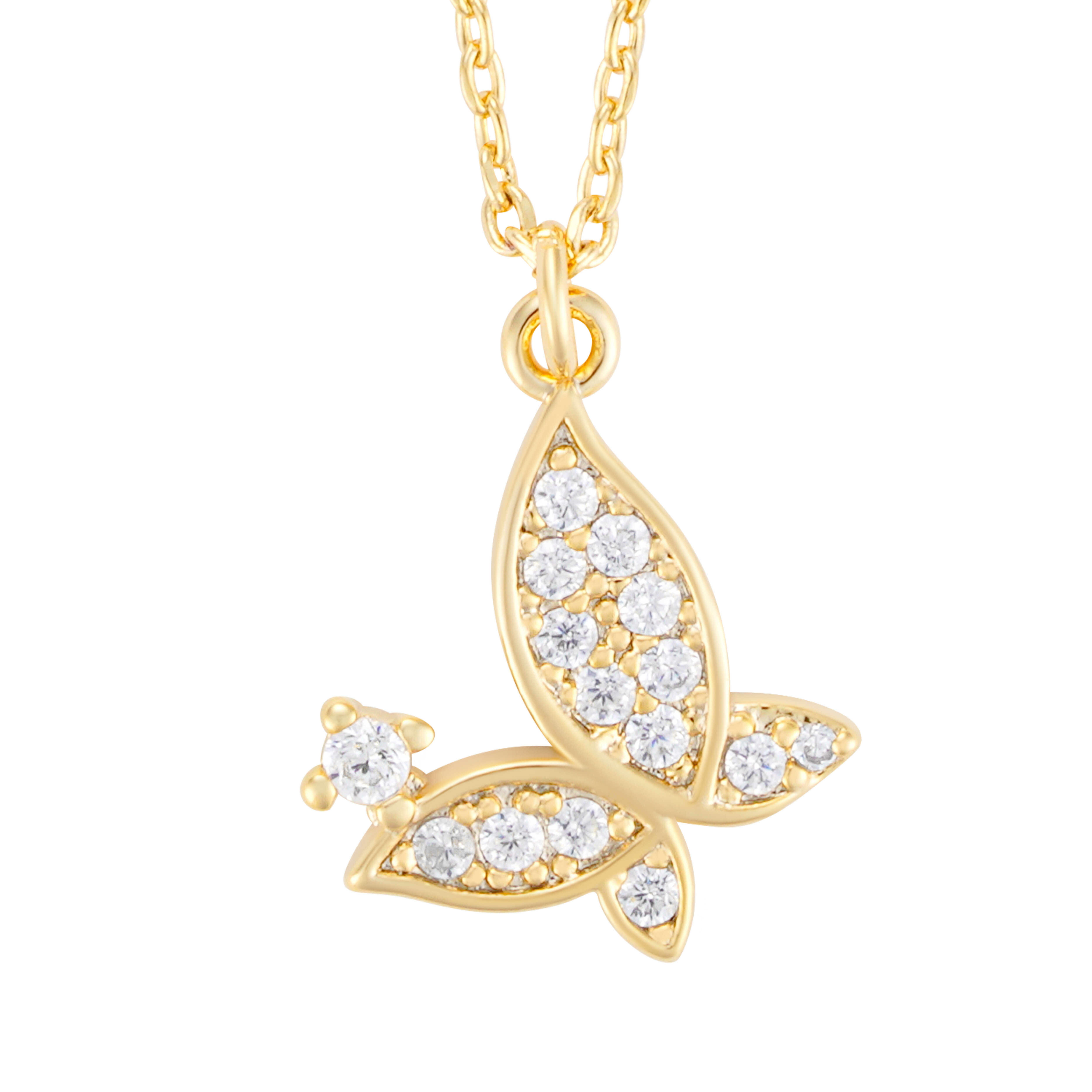 Gold Toned Butterfly Necklace image 1