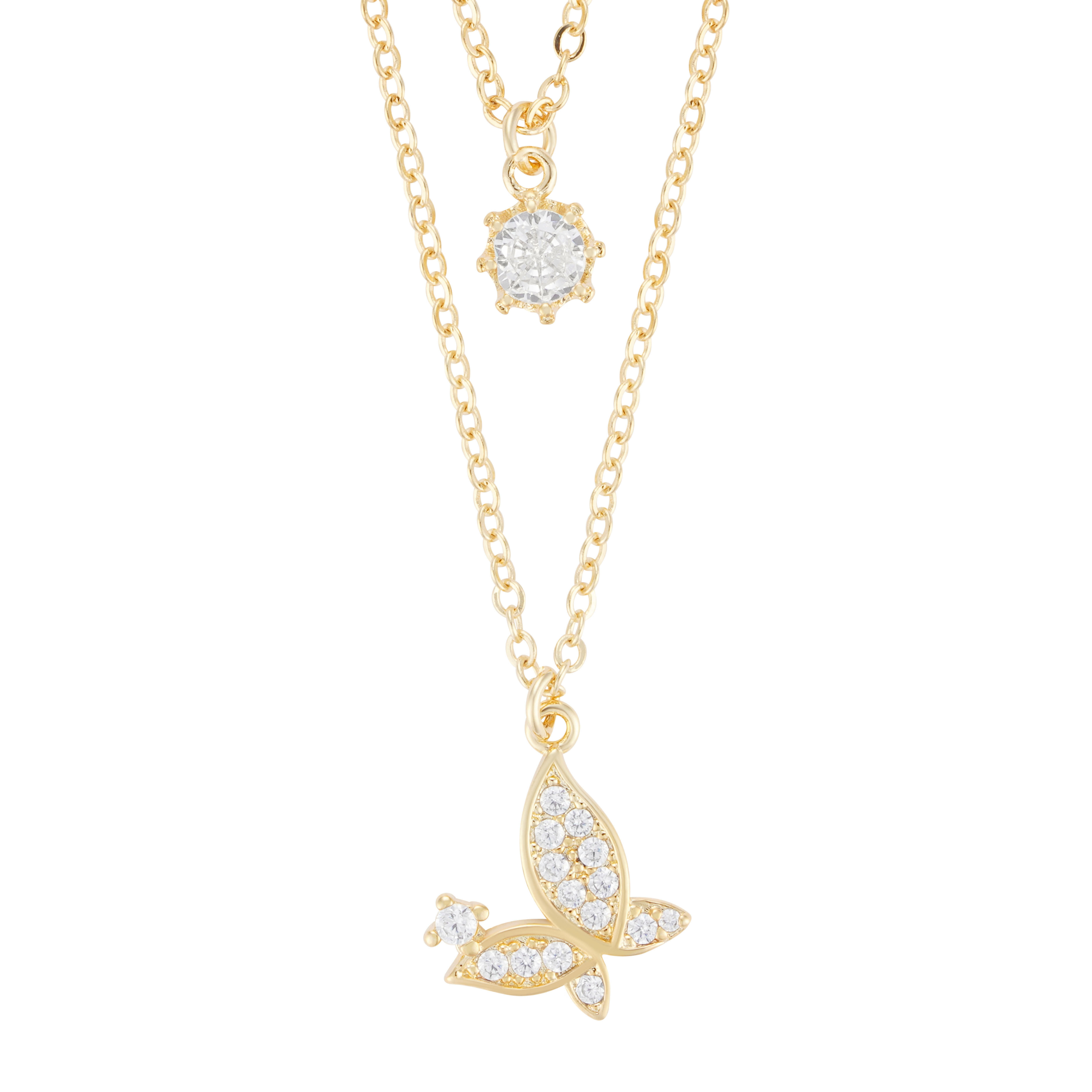 Gold Toned Butterfly Necklace image 1