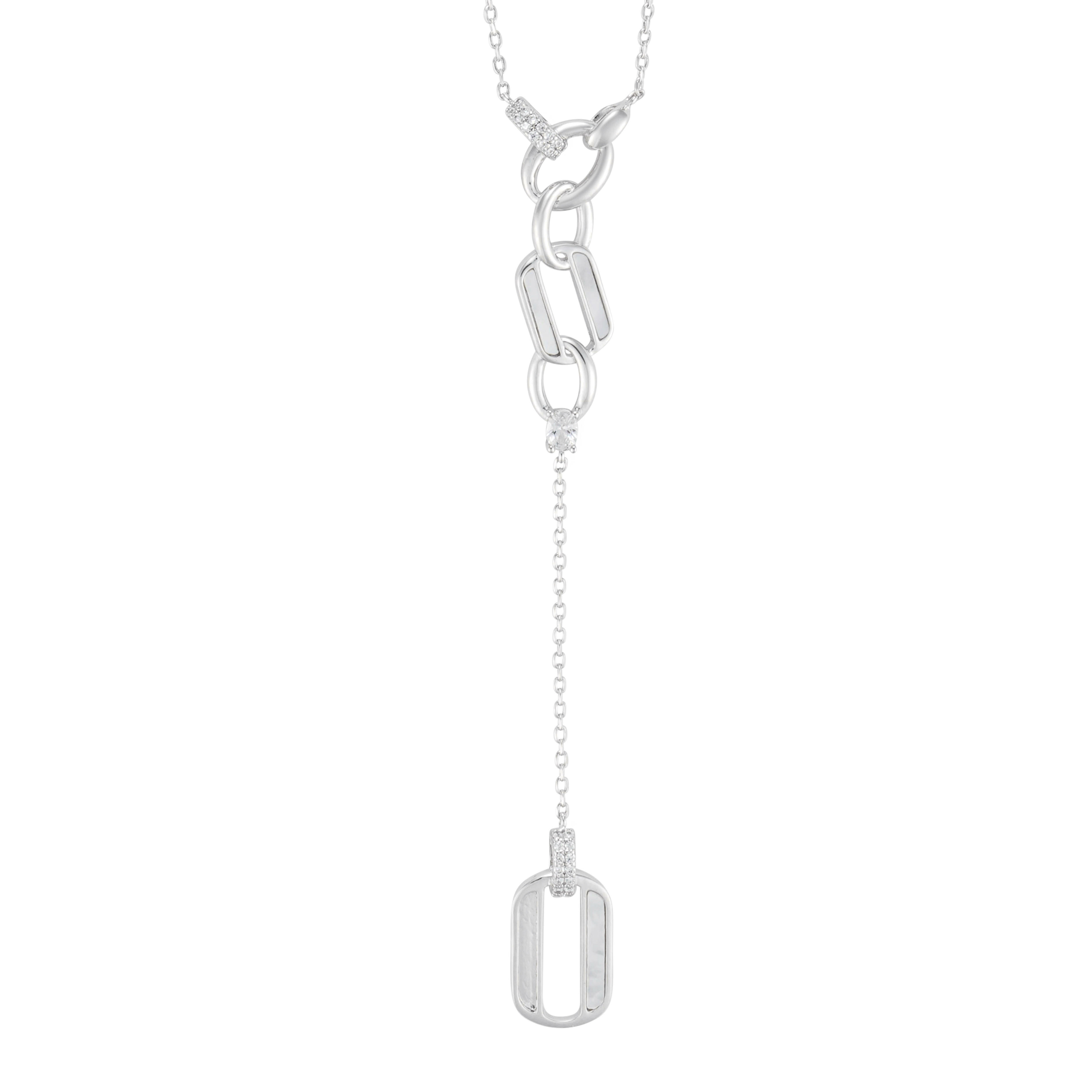 Silver Toned Shell Long Necklace  image 1