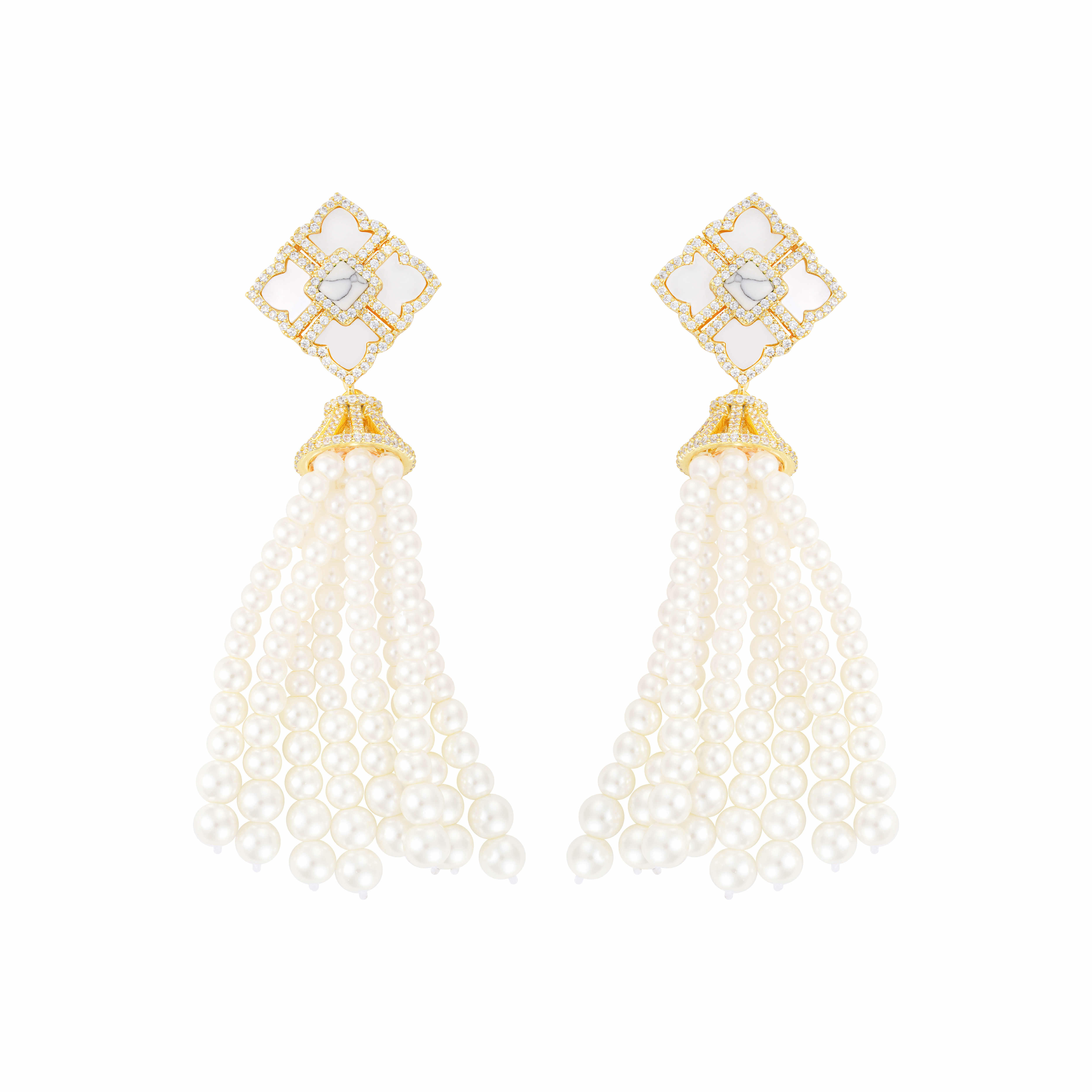 Gold Toned Pearl Necklace-Off-White image 3