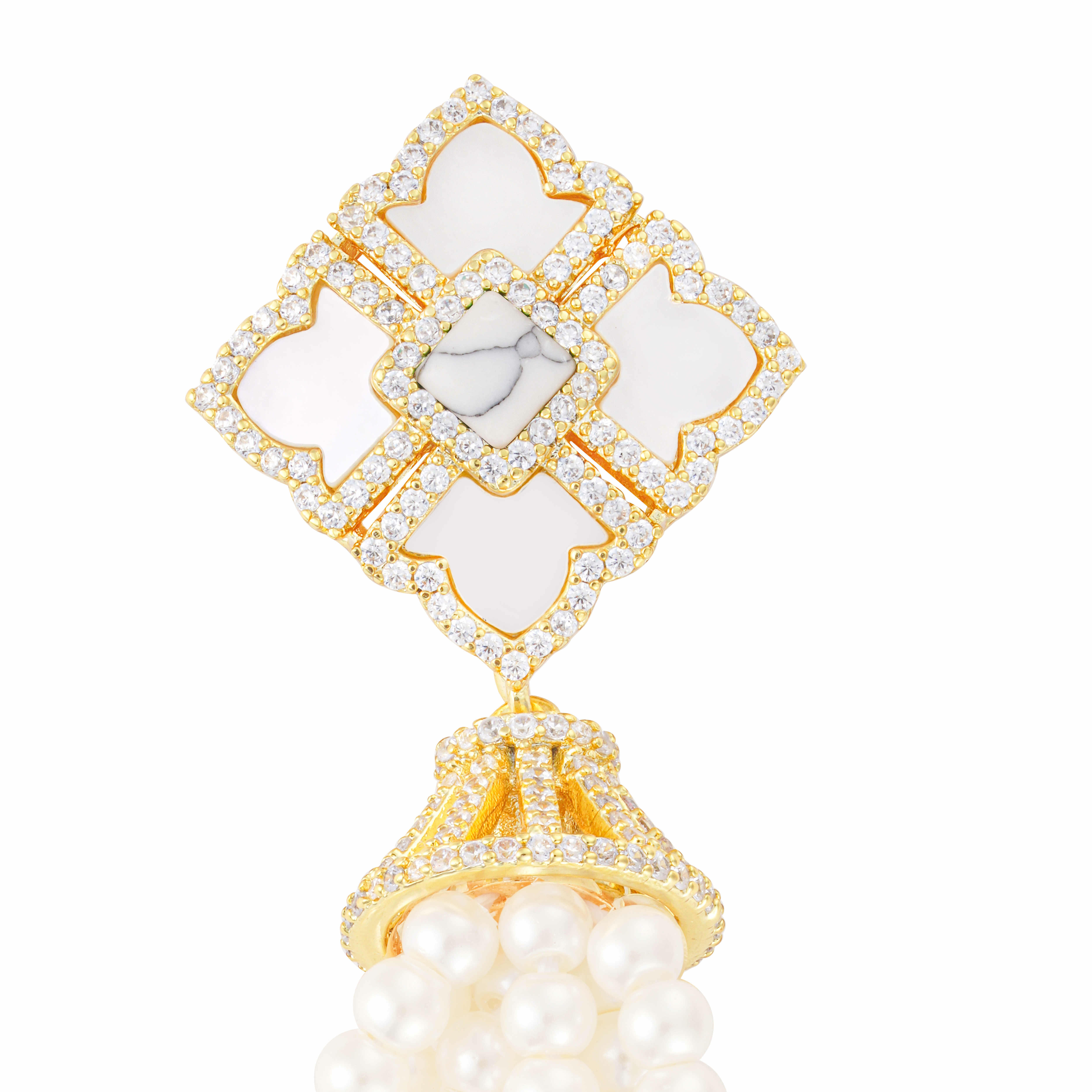 Gold Toned Pearl Necklace-Off-White image 4