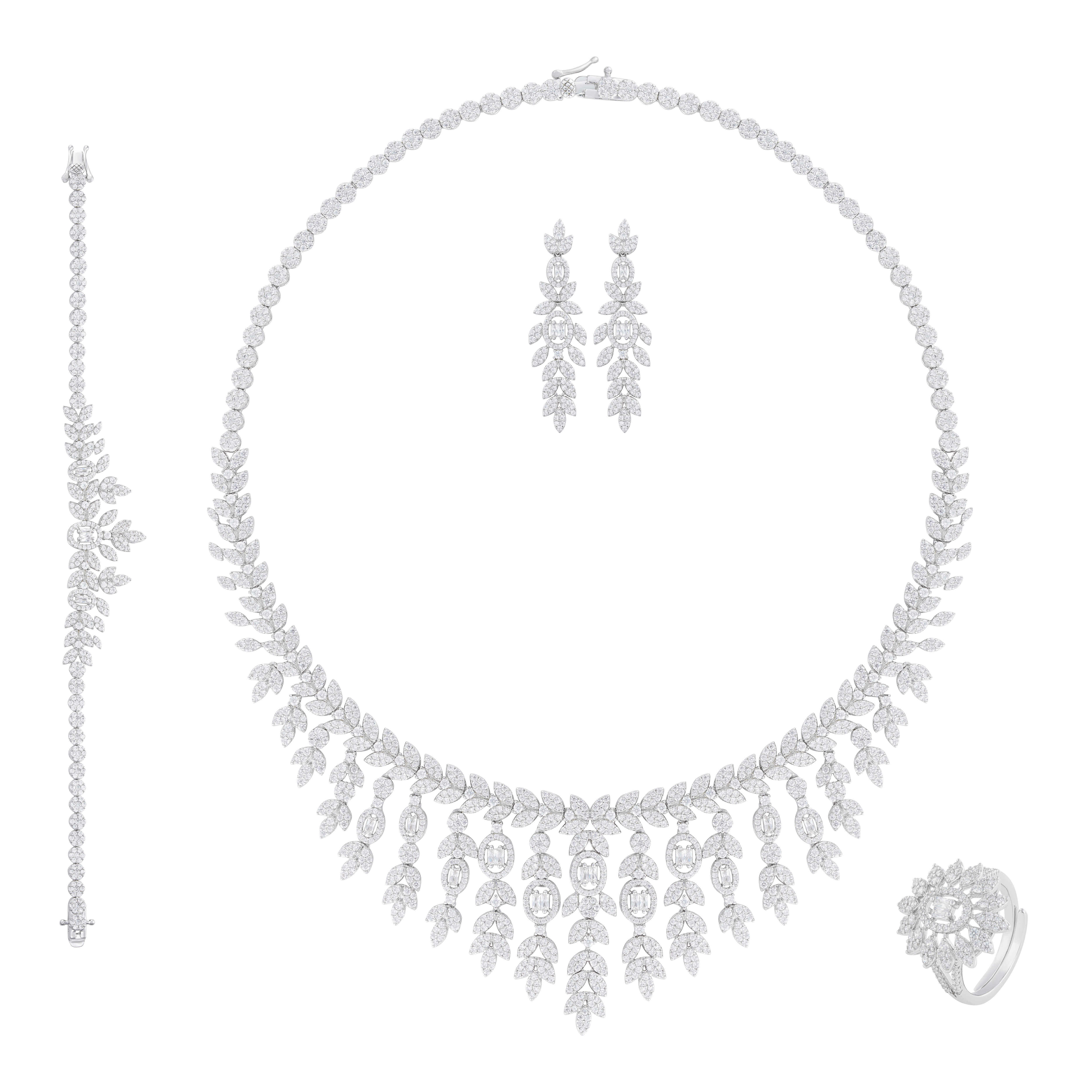 925K Silver Flora Necklace Set image 0