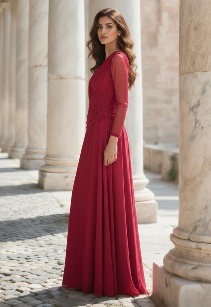 فستان شيفون ماكسي بأكمام طويلة  image 3