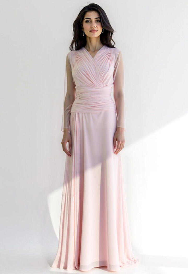 فستان شيفون ماكسي بأكمام طويلة  image 2