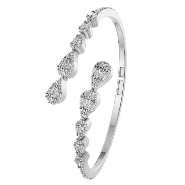 Crystal Pear Silver Bangle image 0
