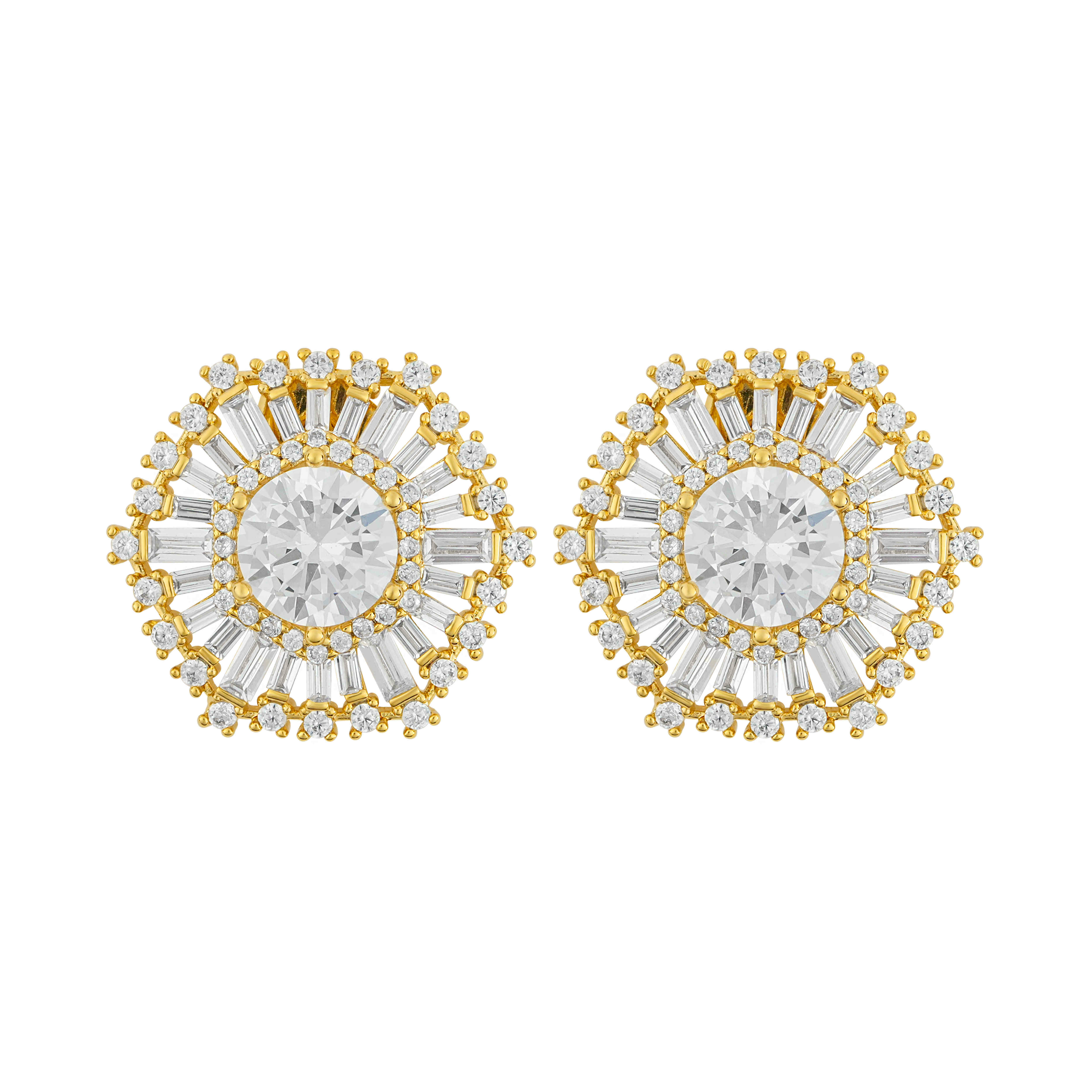 Gold Toned Sunburst Earrings image 0