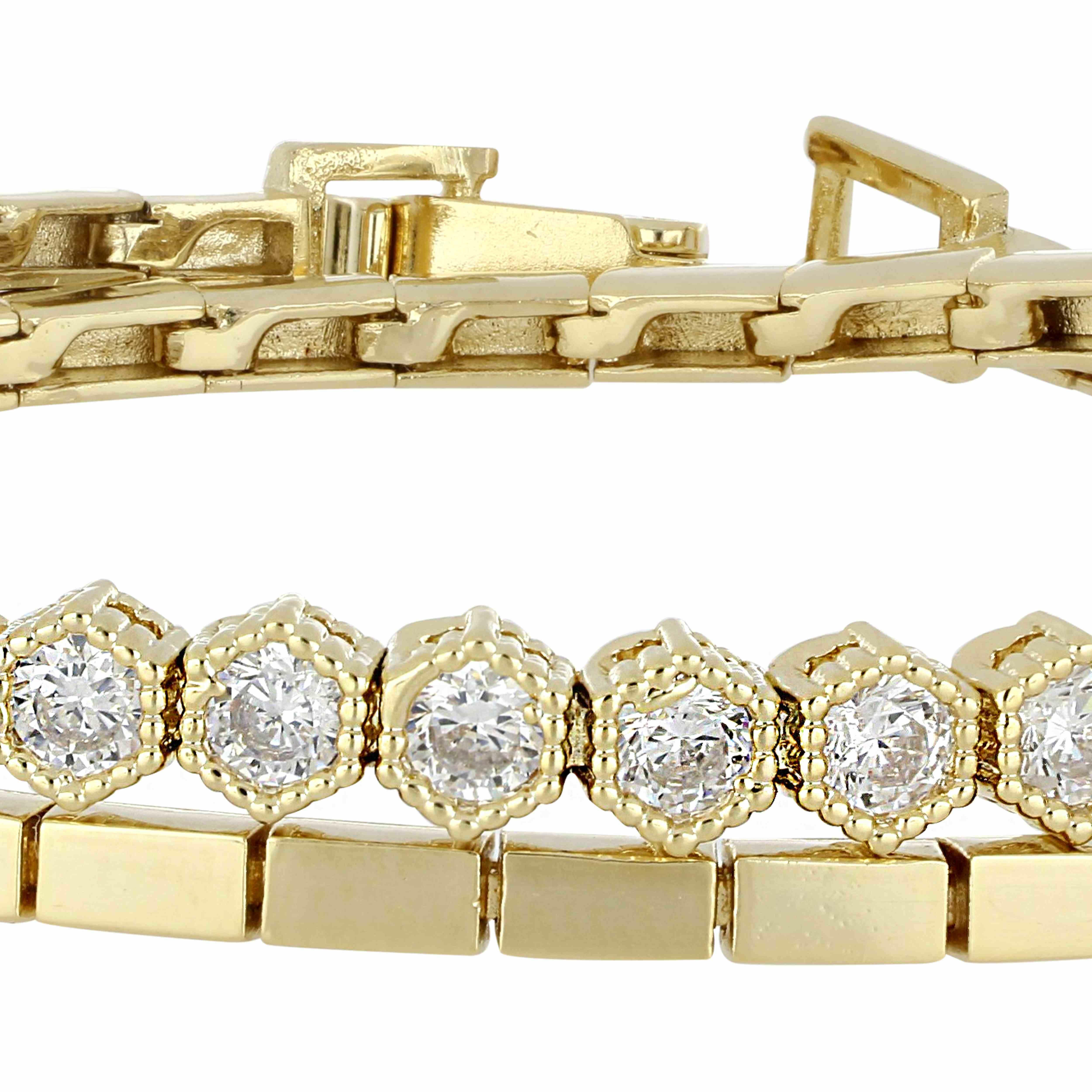 Tennis Bracelet - TB-197 Gold/White image 1