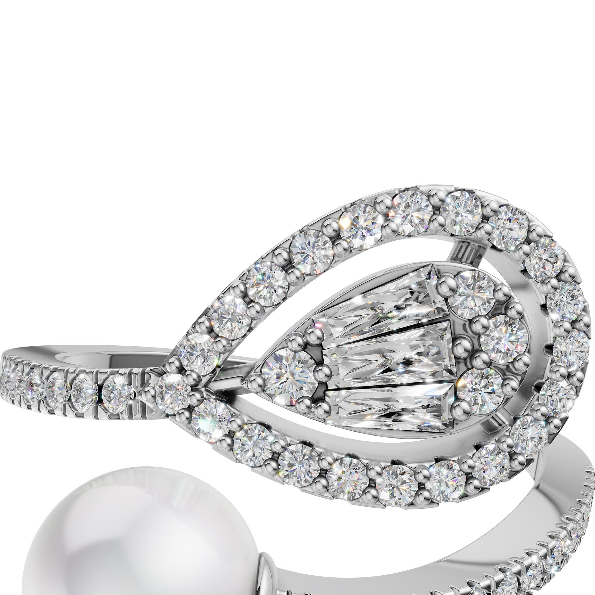 Crystal Pearl Silver Ring image 3