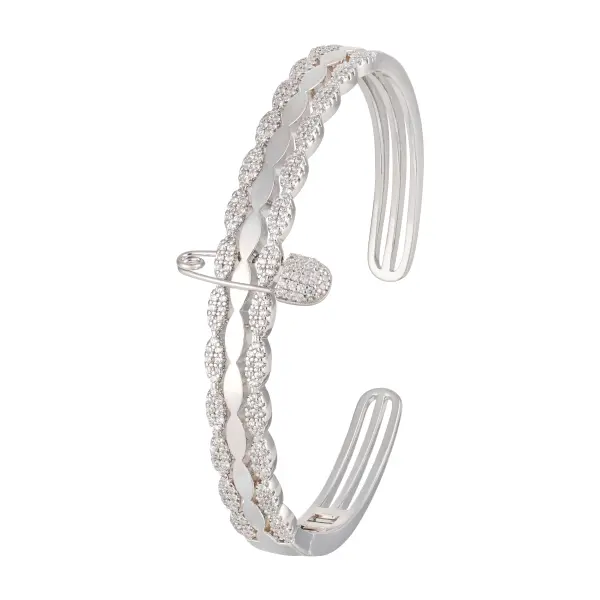 Gold Braided Zircon Pin Bracelet image 1
