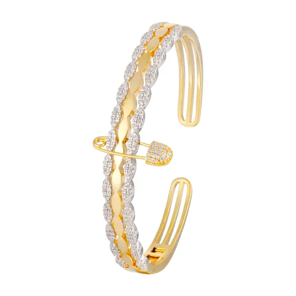 Gold Braided Zircon Pin Bracelet image 2