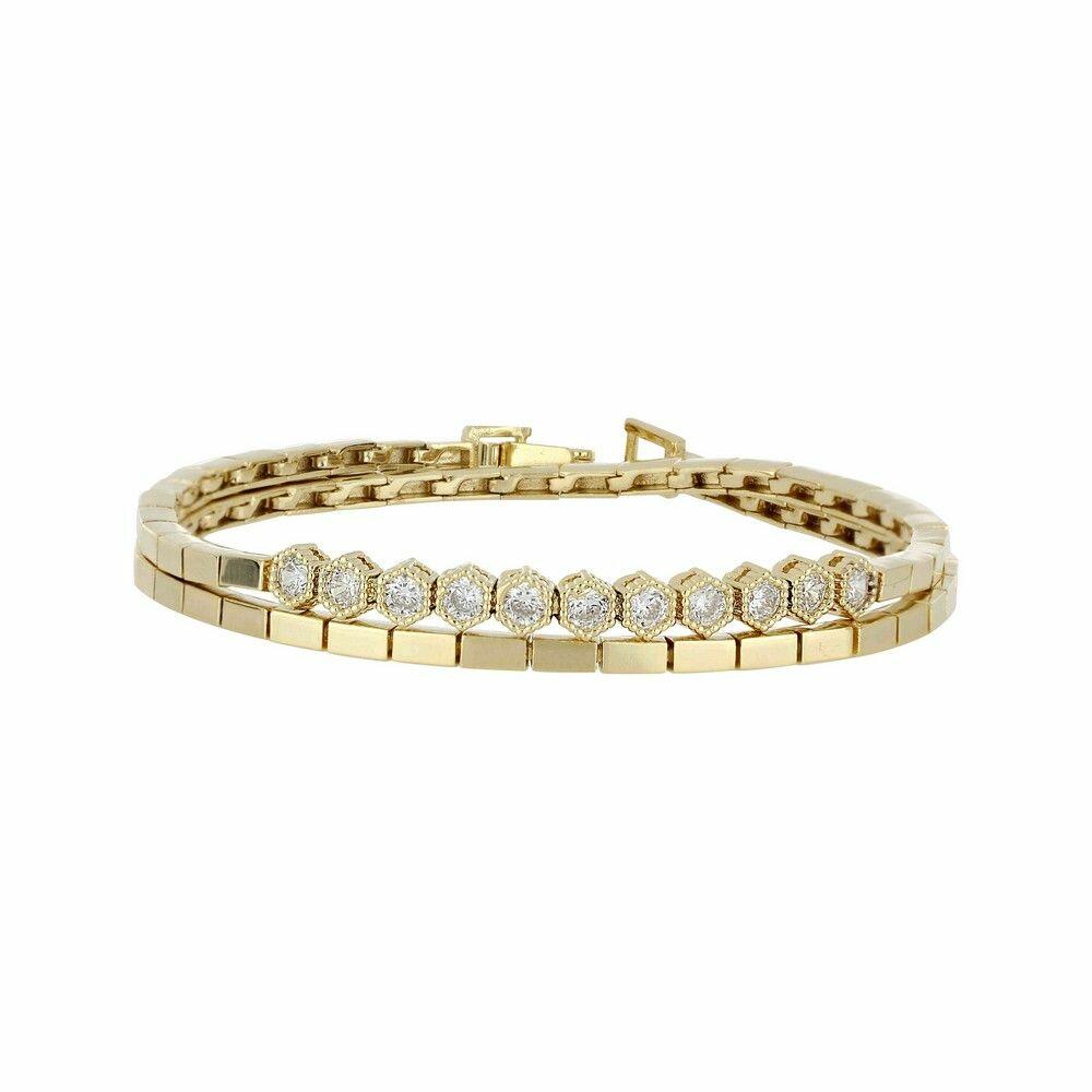 Tennis Bracelet - TB-197 Gold/White image 0