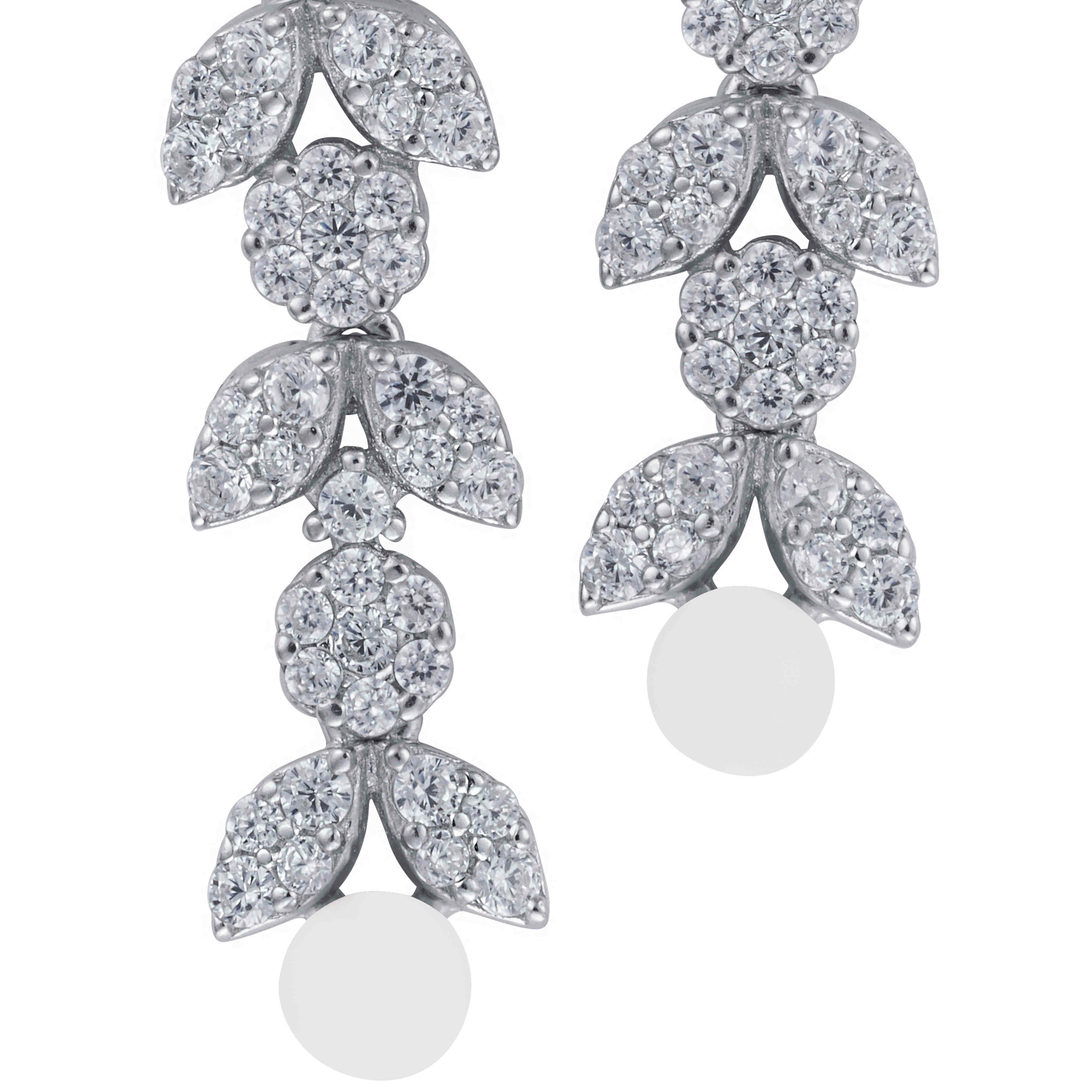 حلق فضة ولؤلؤ طويل image 1