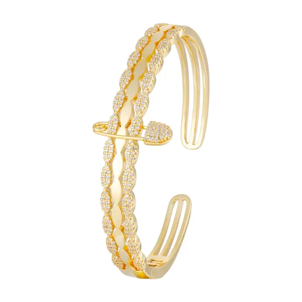 Gold Braided Zircon Pin Bracelet image 0