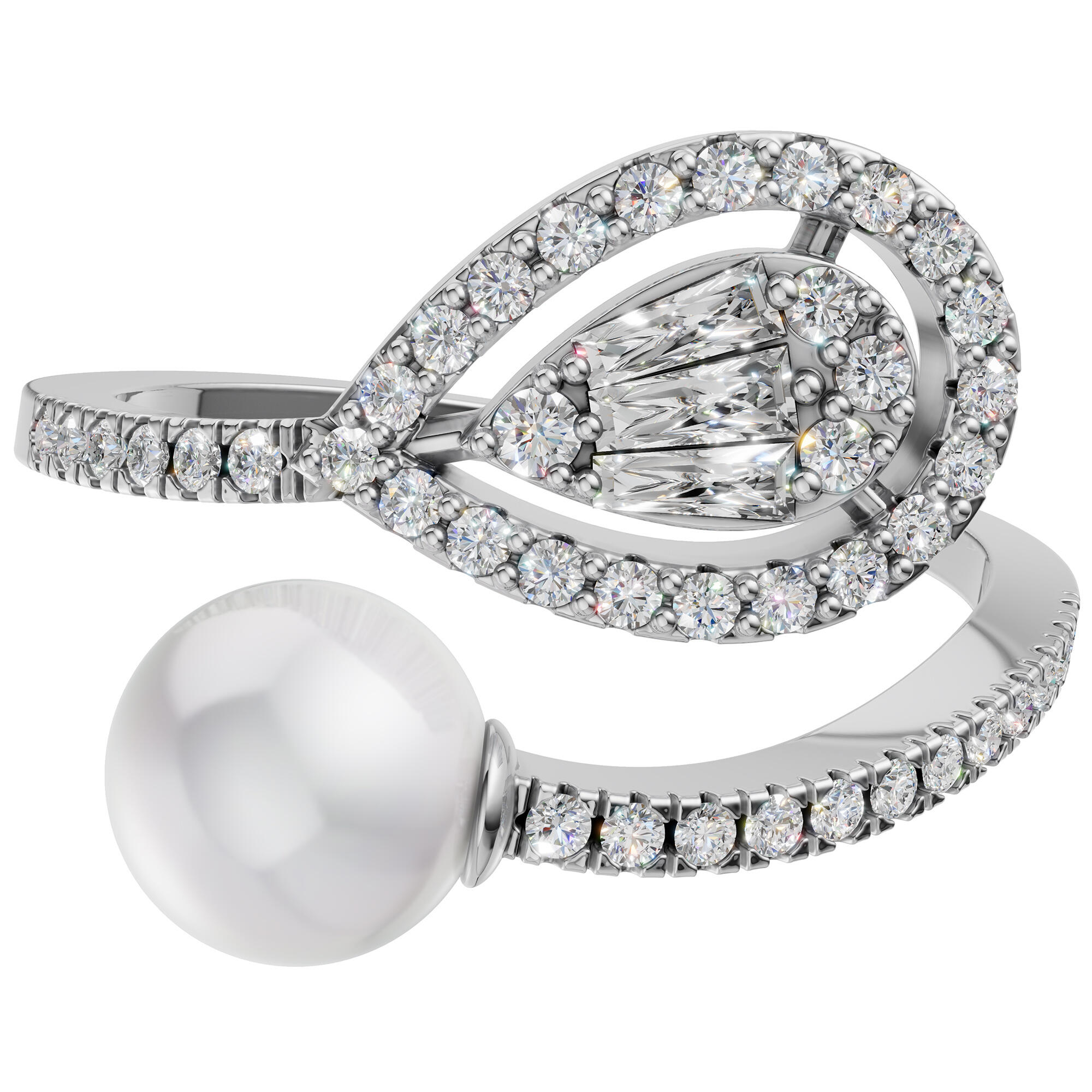 Crystal Pearl Silver Ring image 2