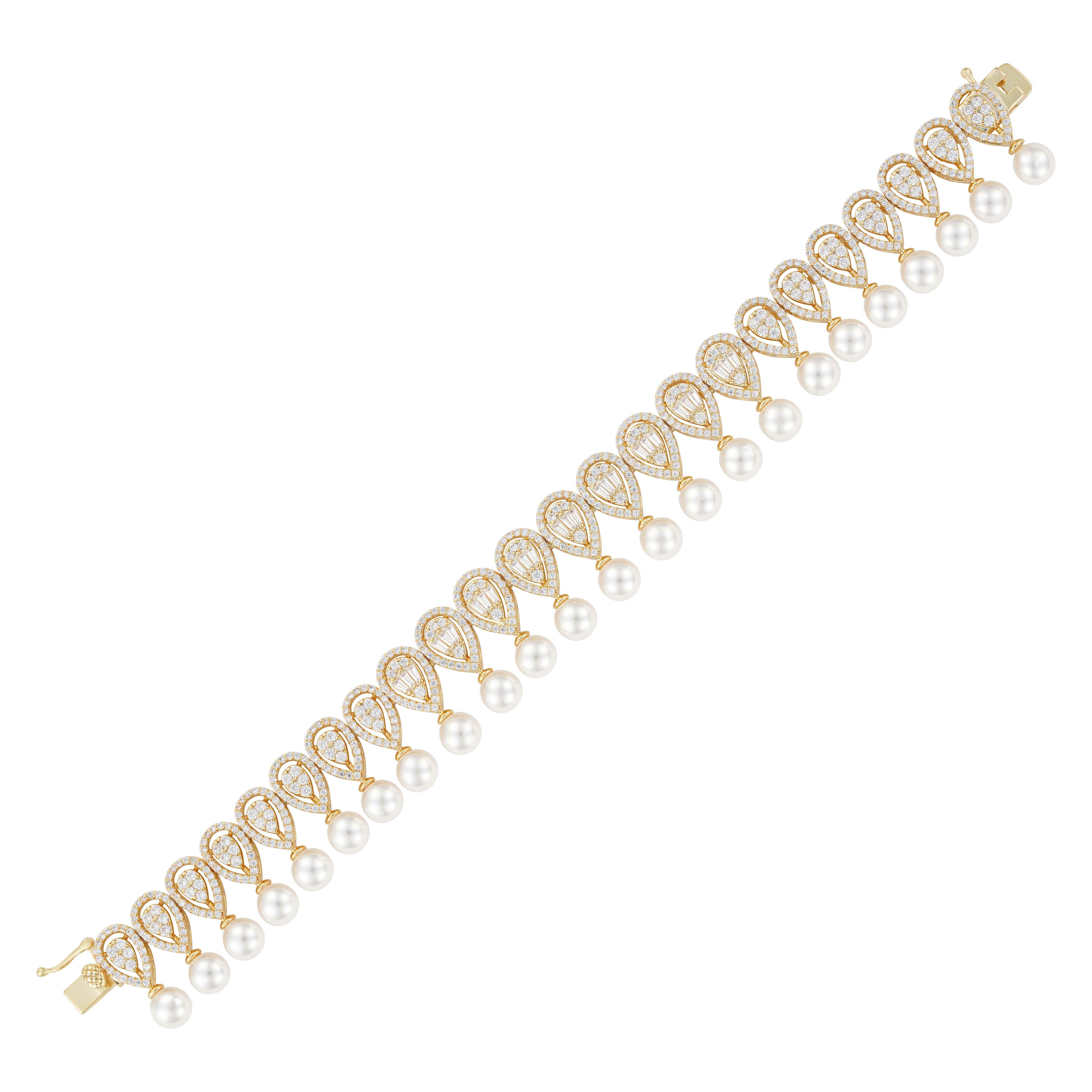 Gold Toned Pearl Bracelet image 0