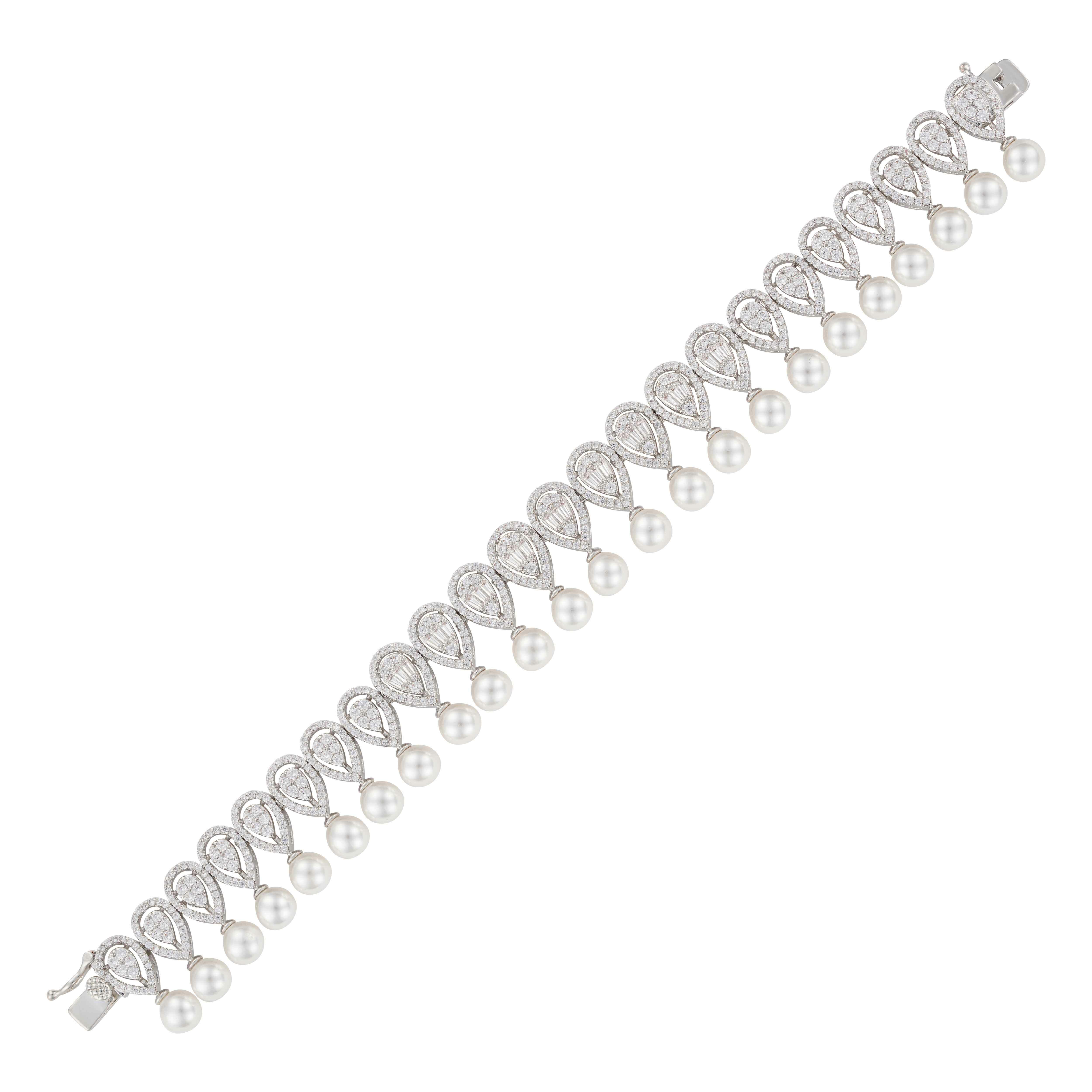 Silver Toned Pearl Bracelet image 0