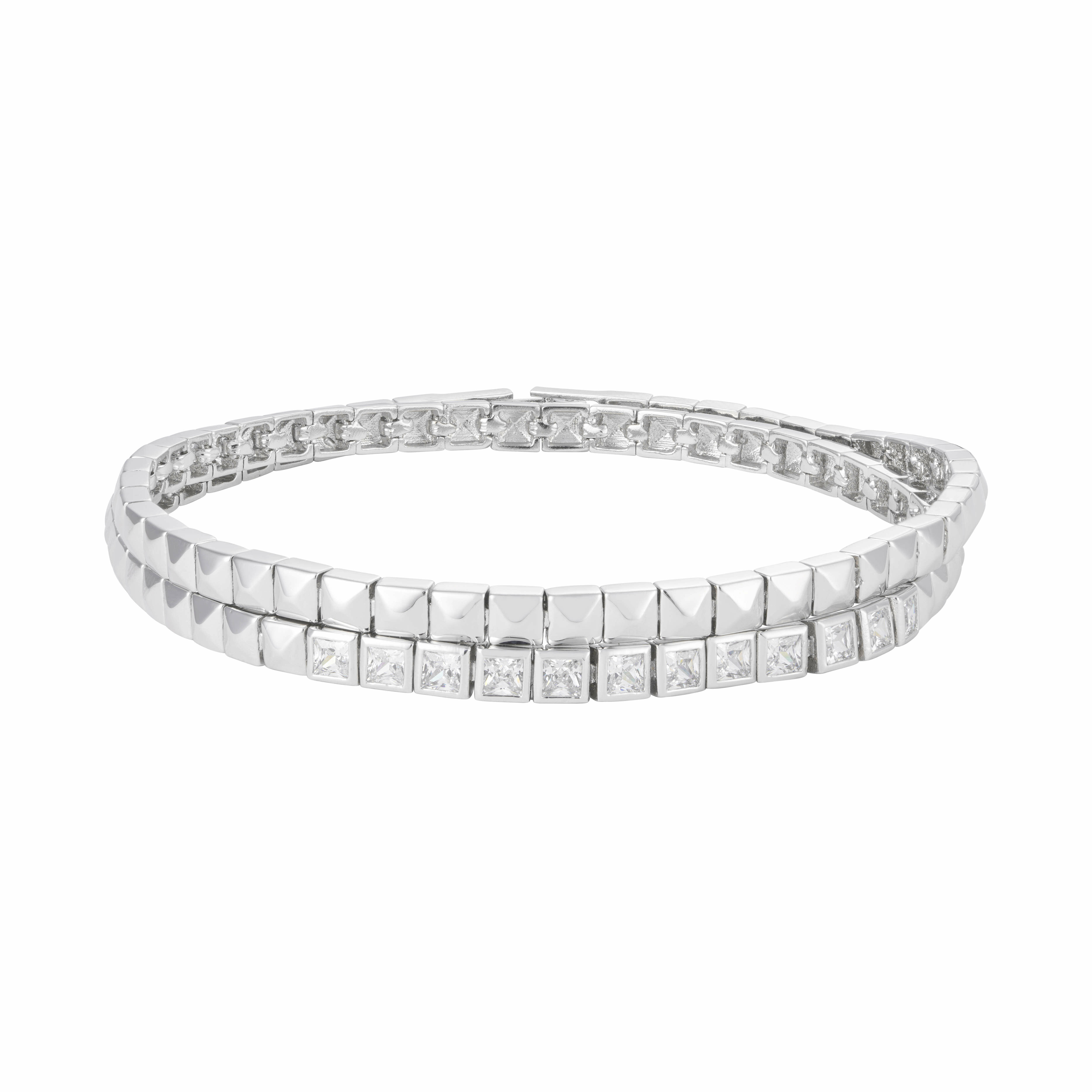 Silver Toned Double Line Bracelet image 0
