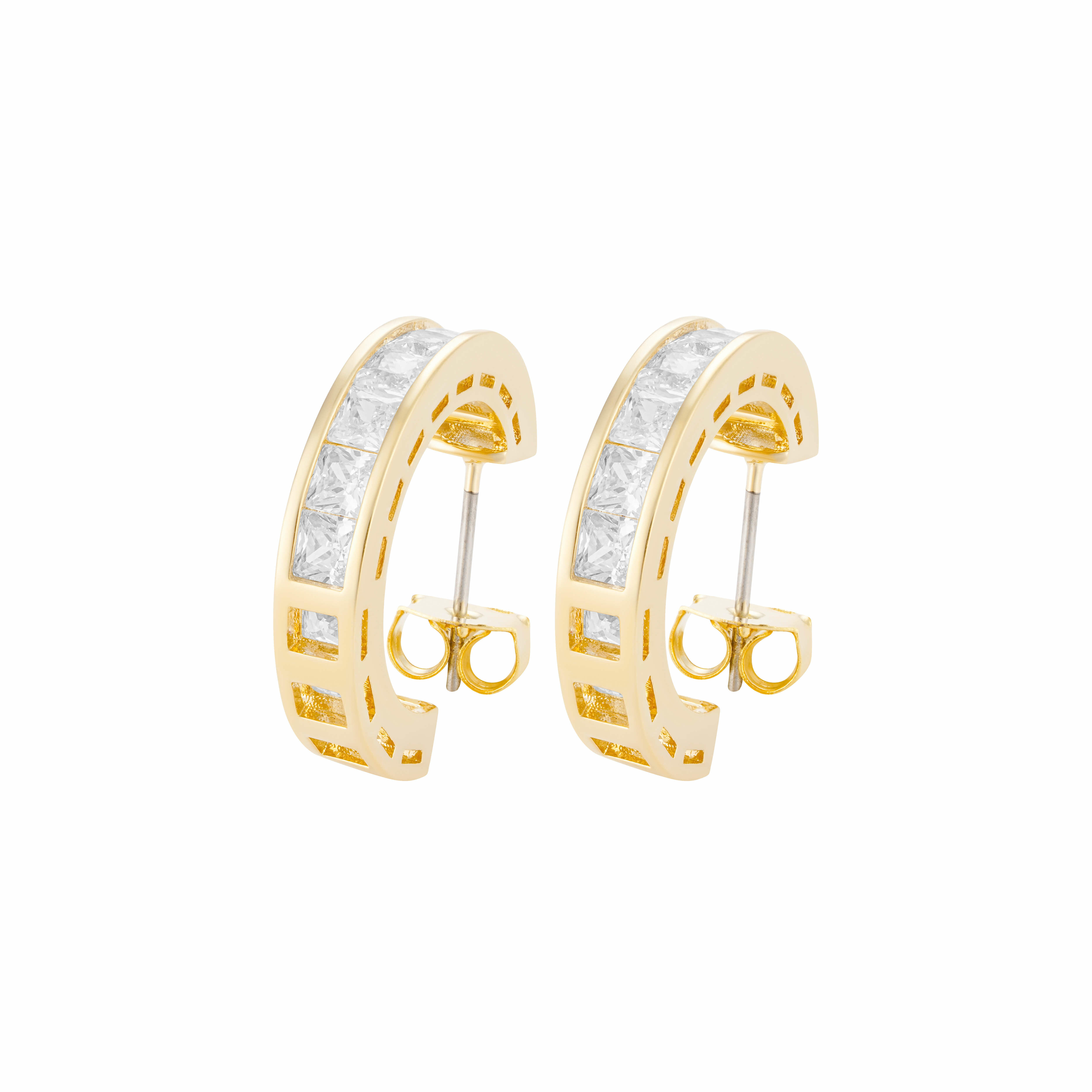 Gold Toned Crystal Earrings image 0