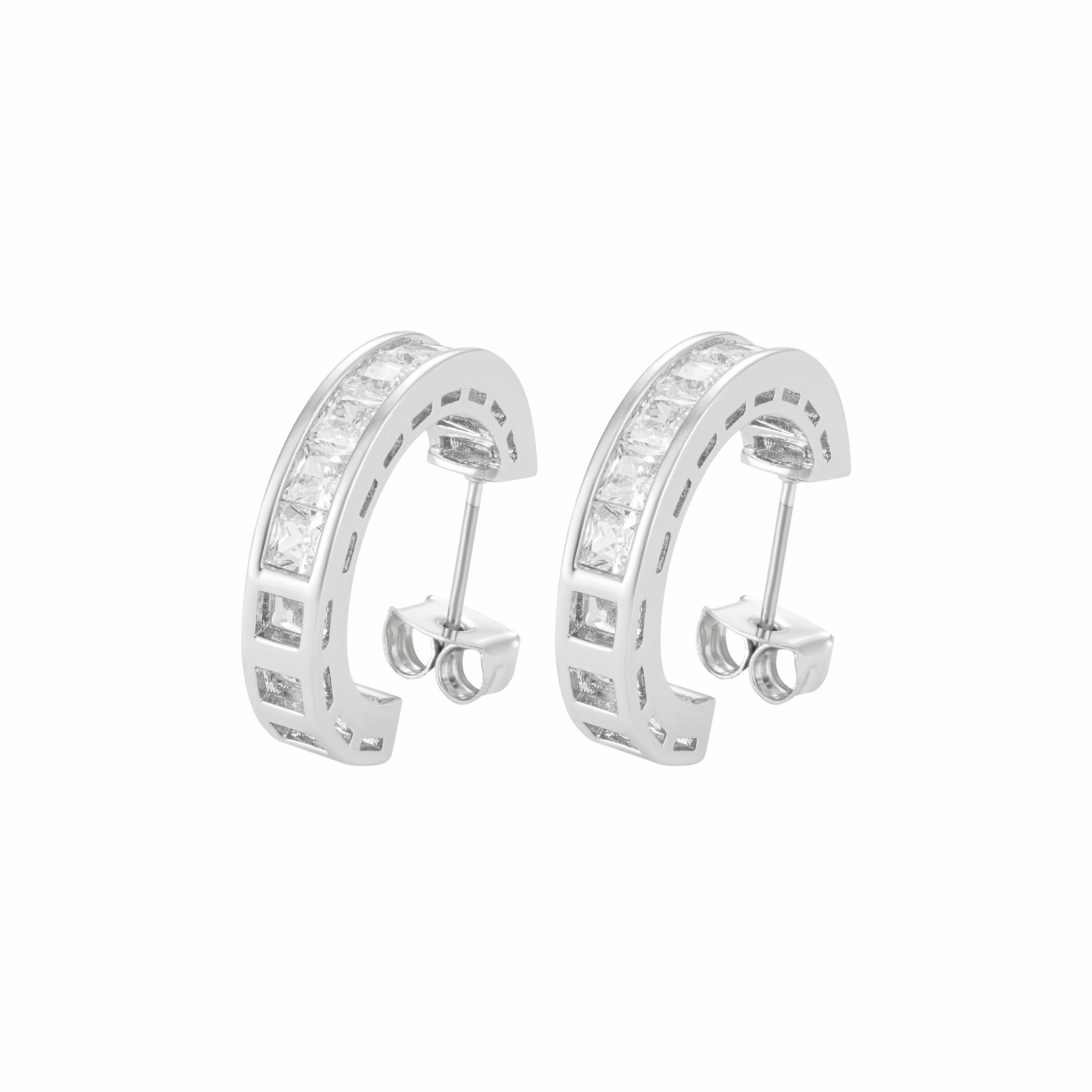Silver Toned Crystal Earrings image 0