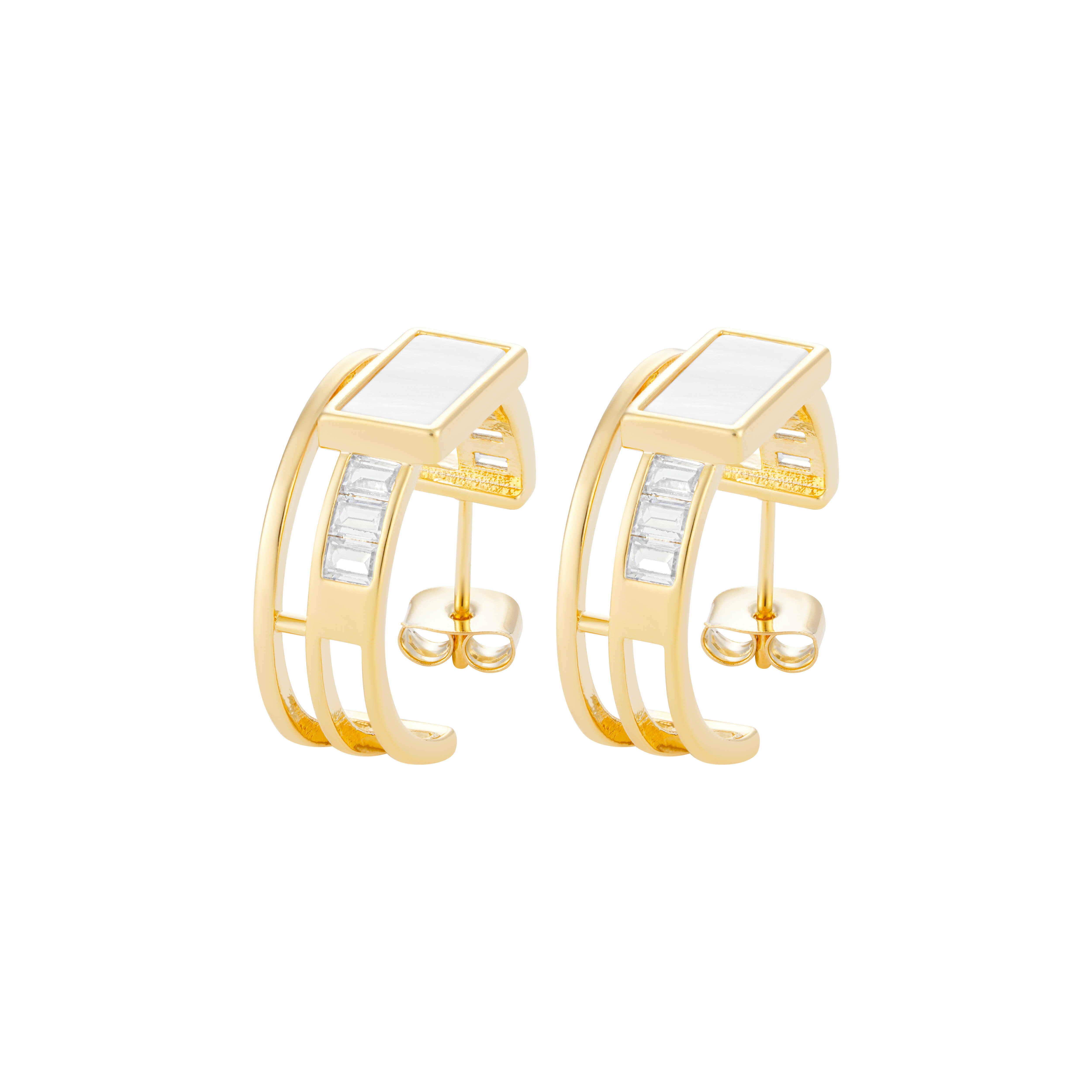 Gold Toned Shell Earrings image 0