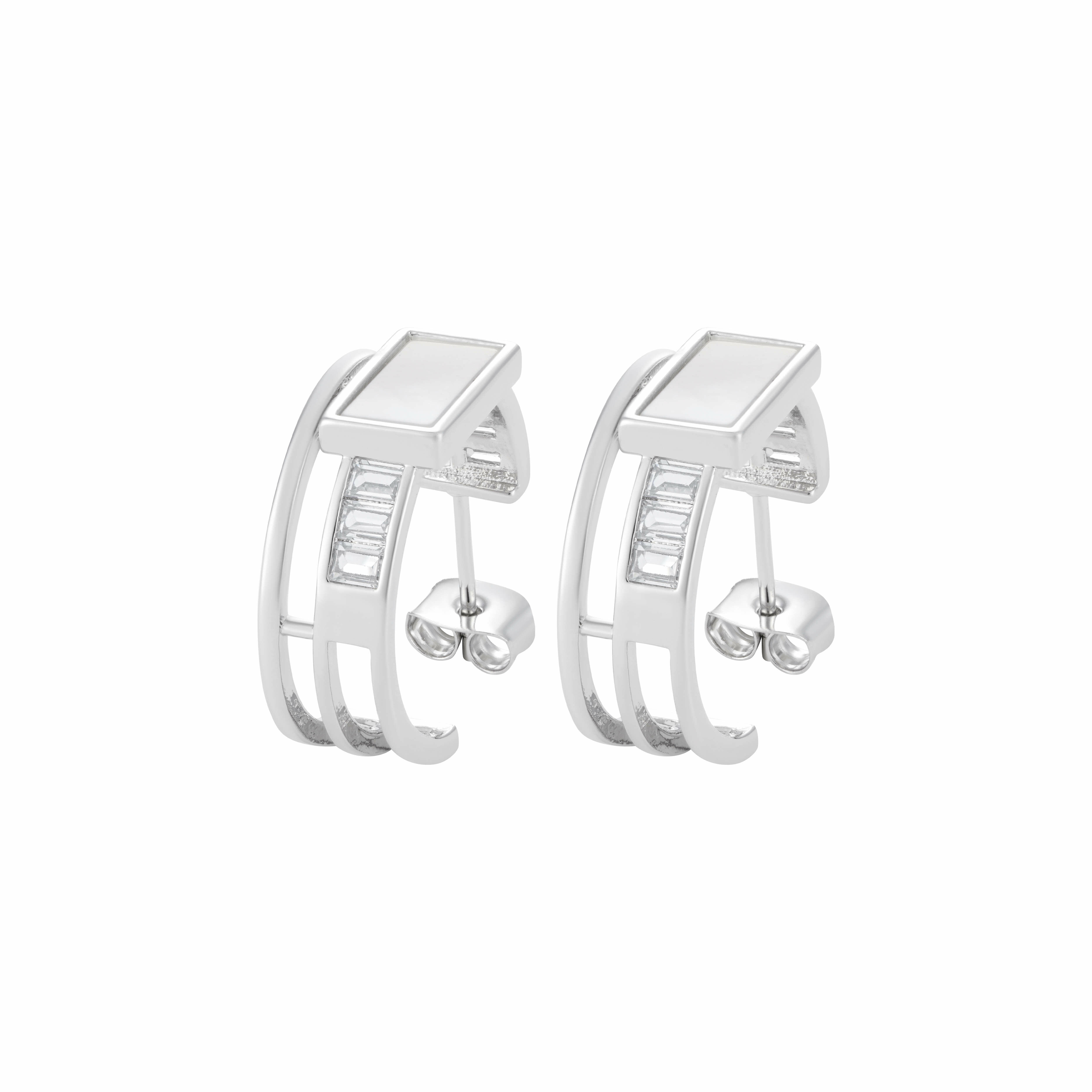 Silver Toned Shell Earrings image 0