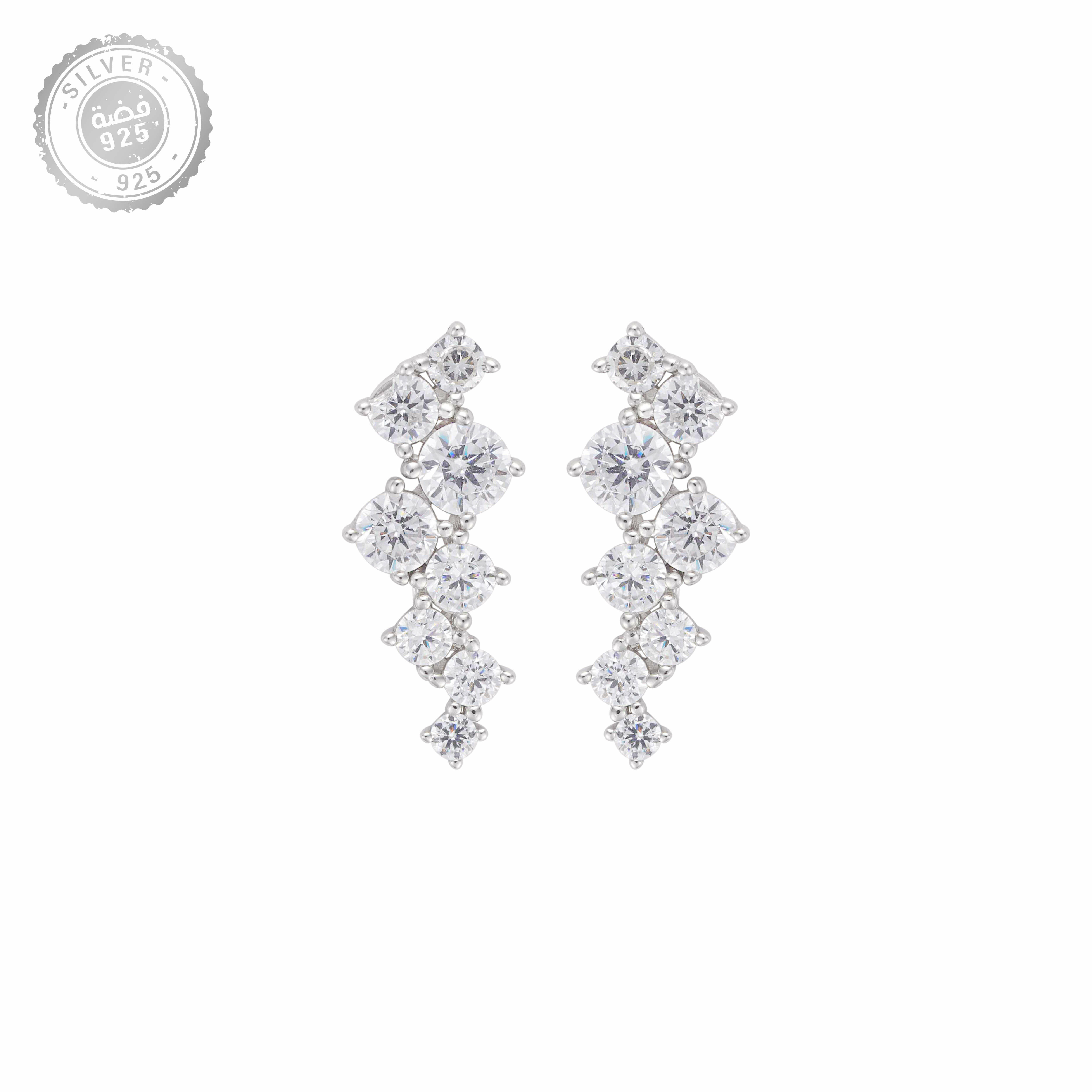 أقراط فضة كريستالية image 0