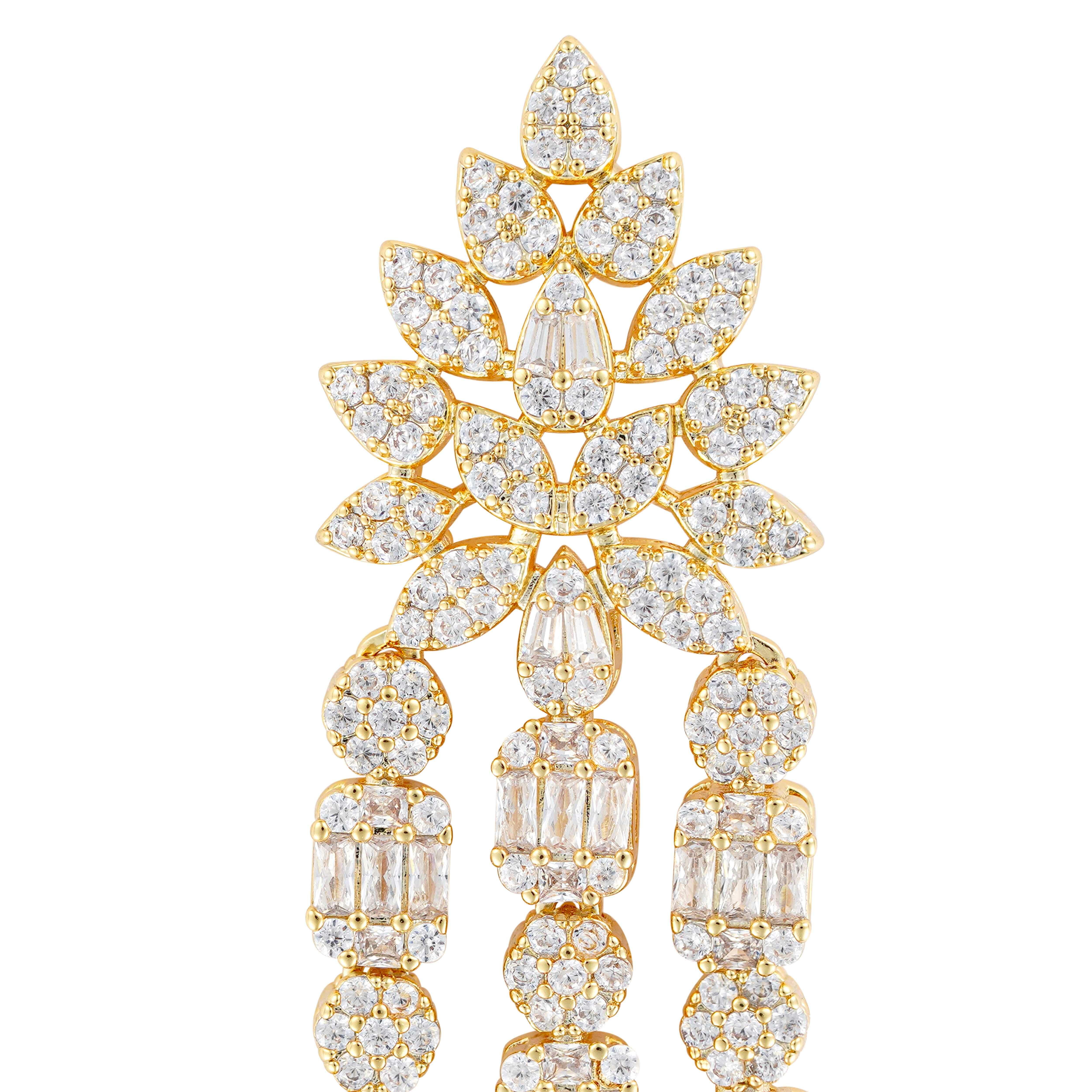 Crystal Flower Gold Earrings image 1