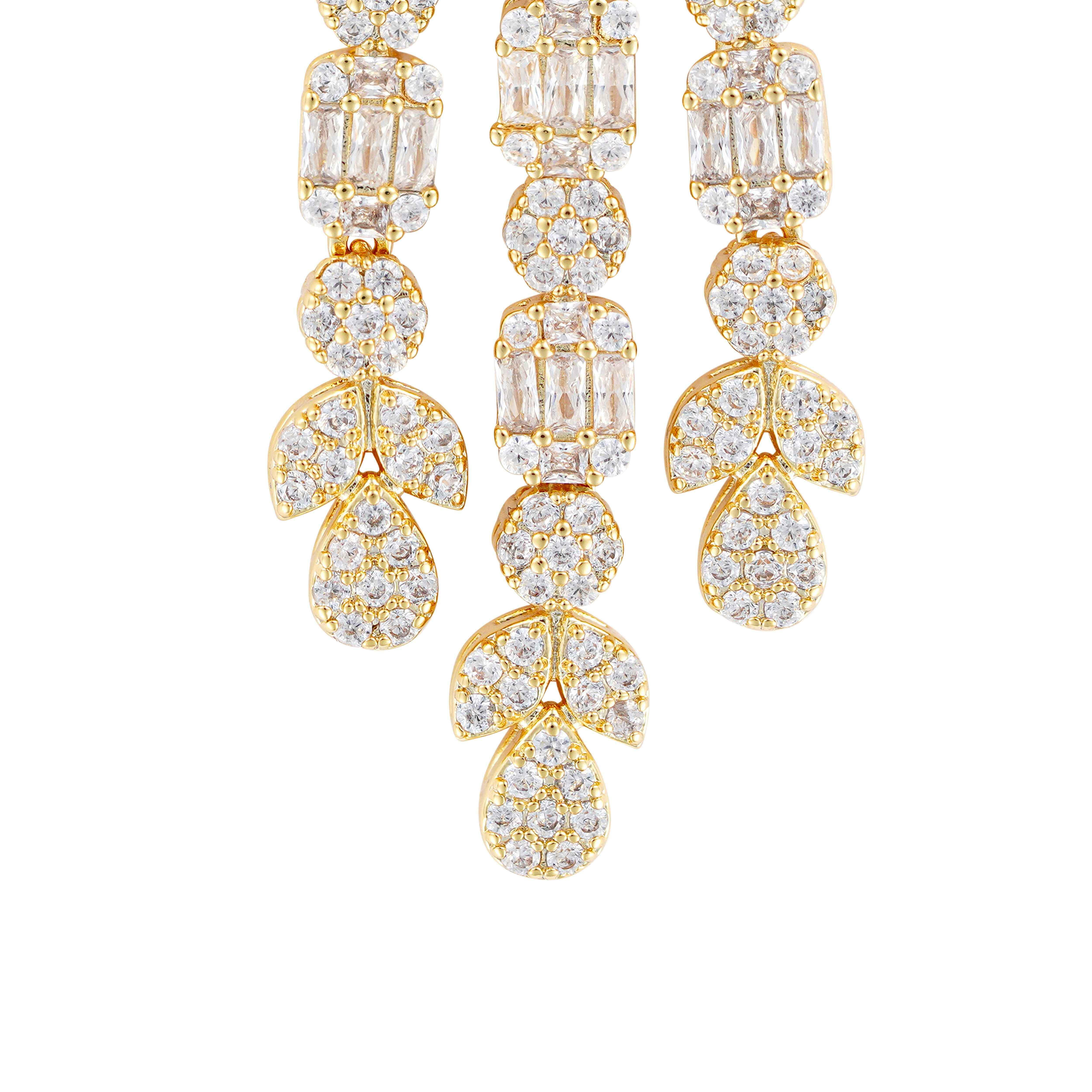 Crystal Flower Gold Earrings image 2